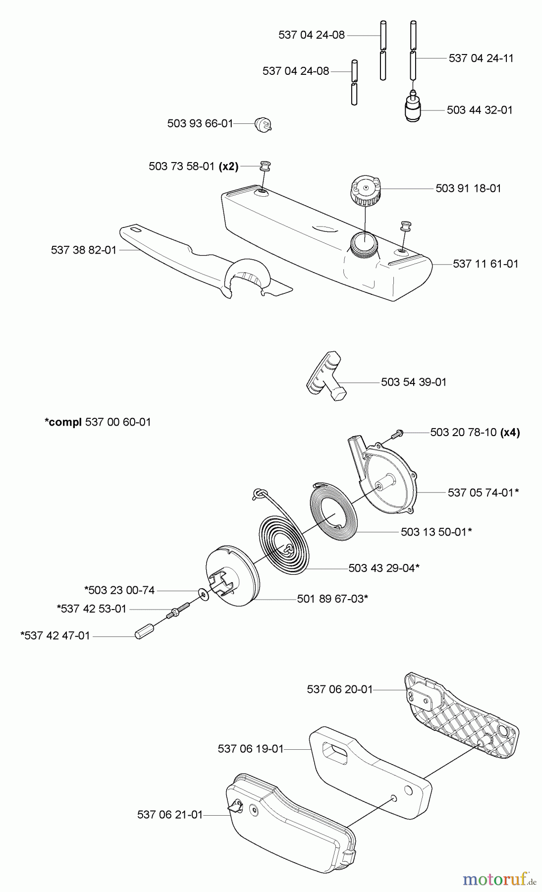  Husqvarna Bläser / Sauger / Häcksler / Mulchgeräte 356 BF - Husqvarna Backpack Blower (2004-10 & After) Fuel Tank, Starter & Air Filter