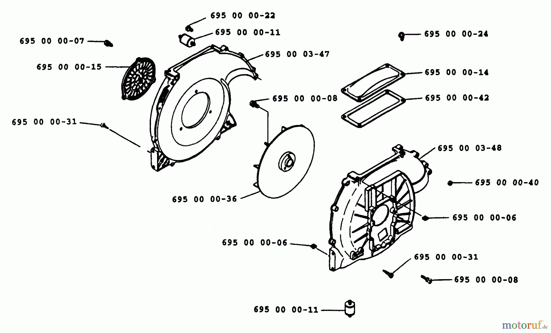  Husqvarna Bläser / Sauger / Häcksler / Mulchgeräte 40 B - Husqvarna Backpack Blower (1991-12 & After) Fan Housing