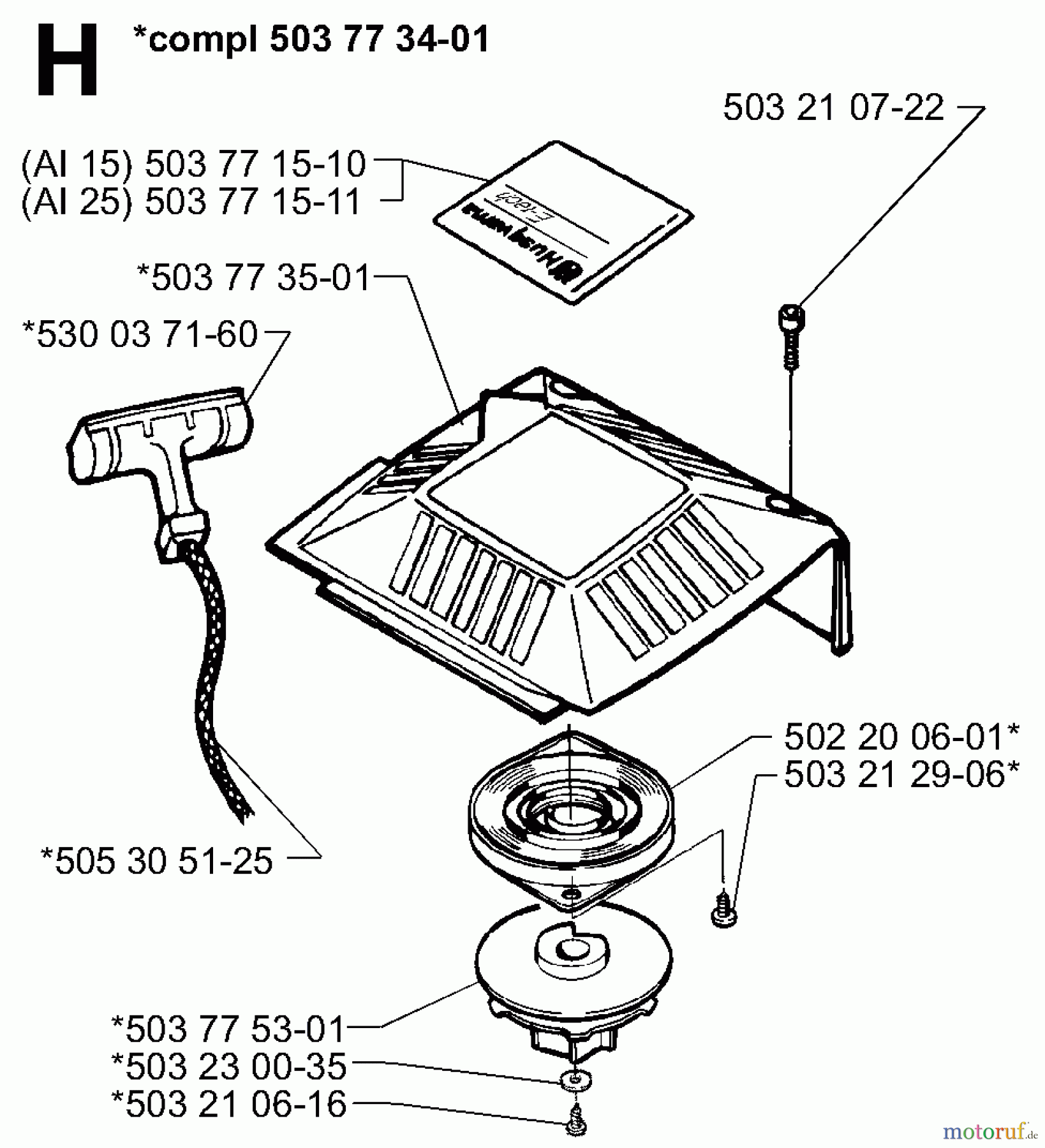 Husqvarna Bohrer / Erdbohrer 225 AI 15 - Husqvarna Ice Auger (2008-04 & After) Starter Assembly