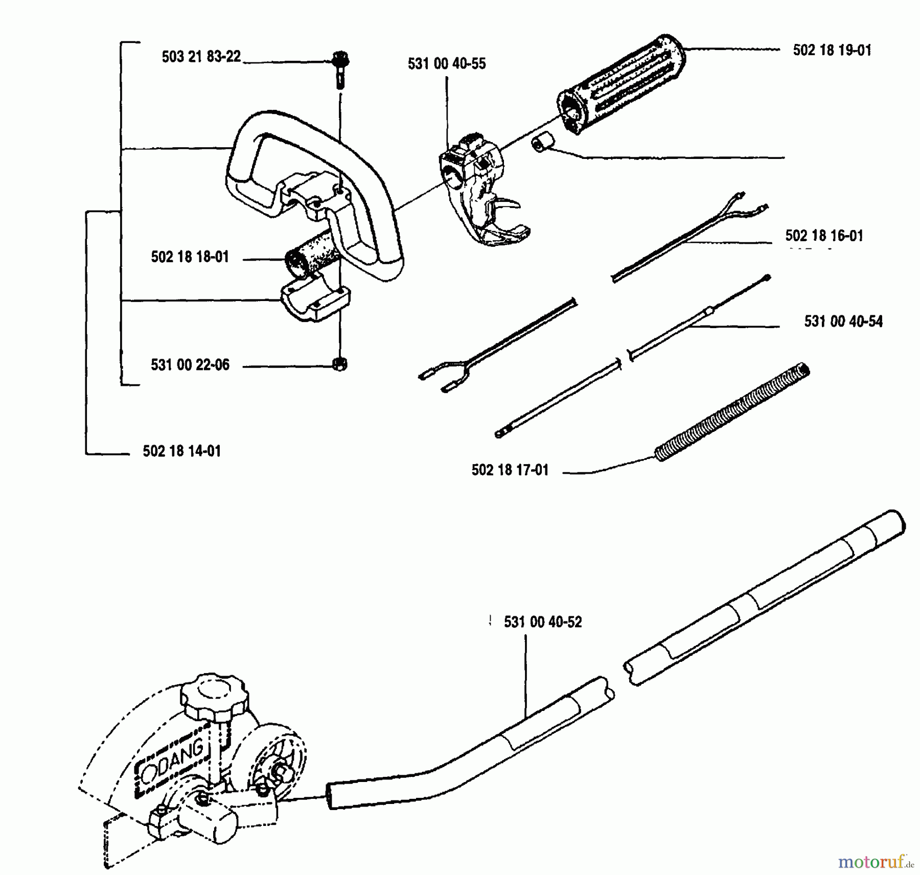 Husqvarna Kantenschneider 125 E - Husqvarna Handheld Edger (1993-04 to 2005-08) Handle Assembly