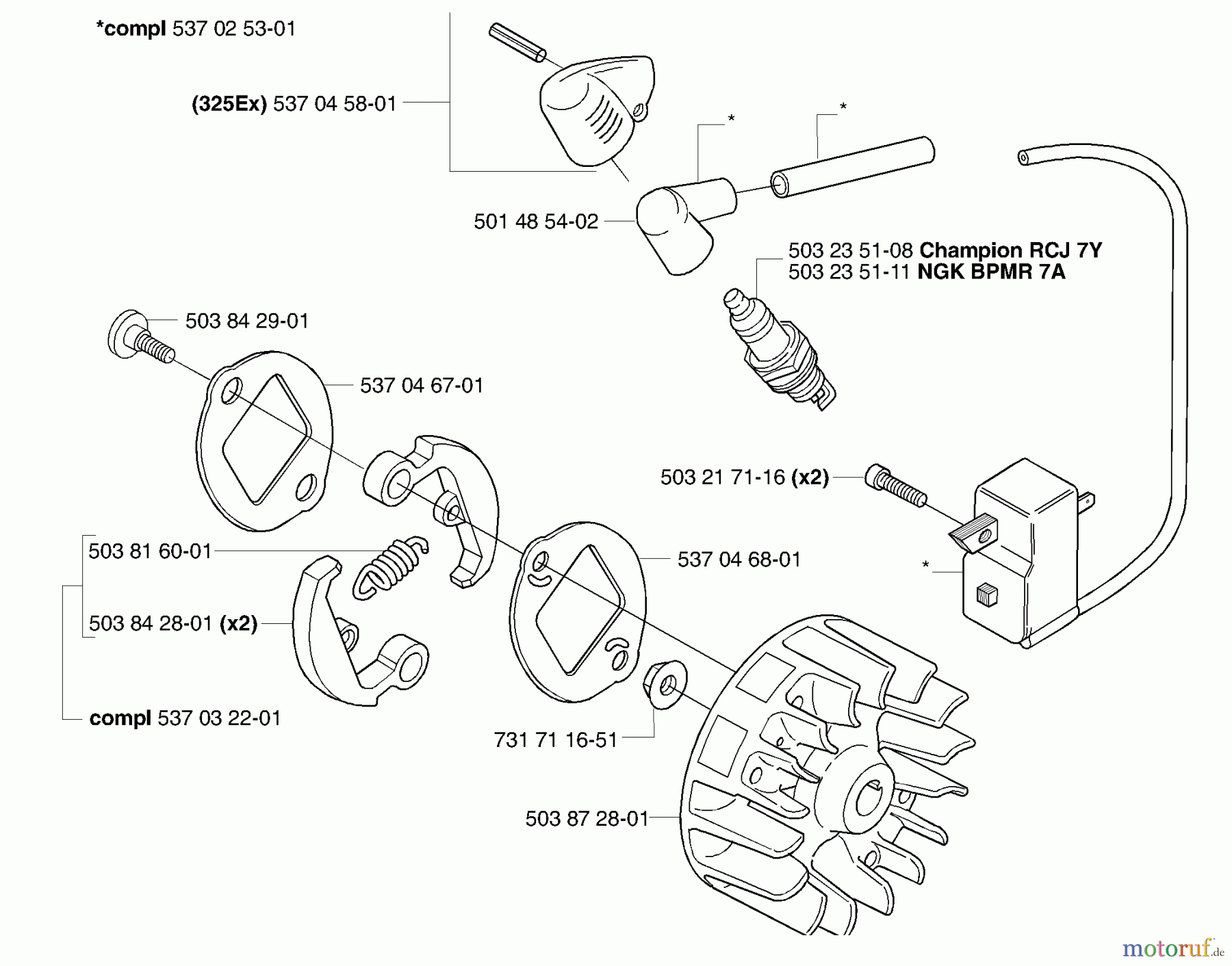 Husqvarna Kantenschneider 325 EX - Husqvarna Handheld Edger (2006-04 & After) Ignition / Flywheel / Clutch