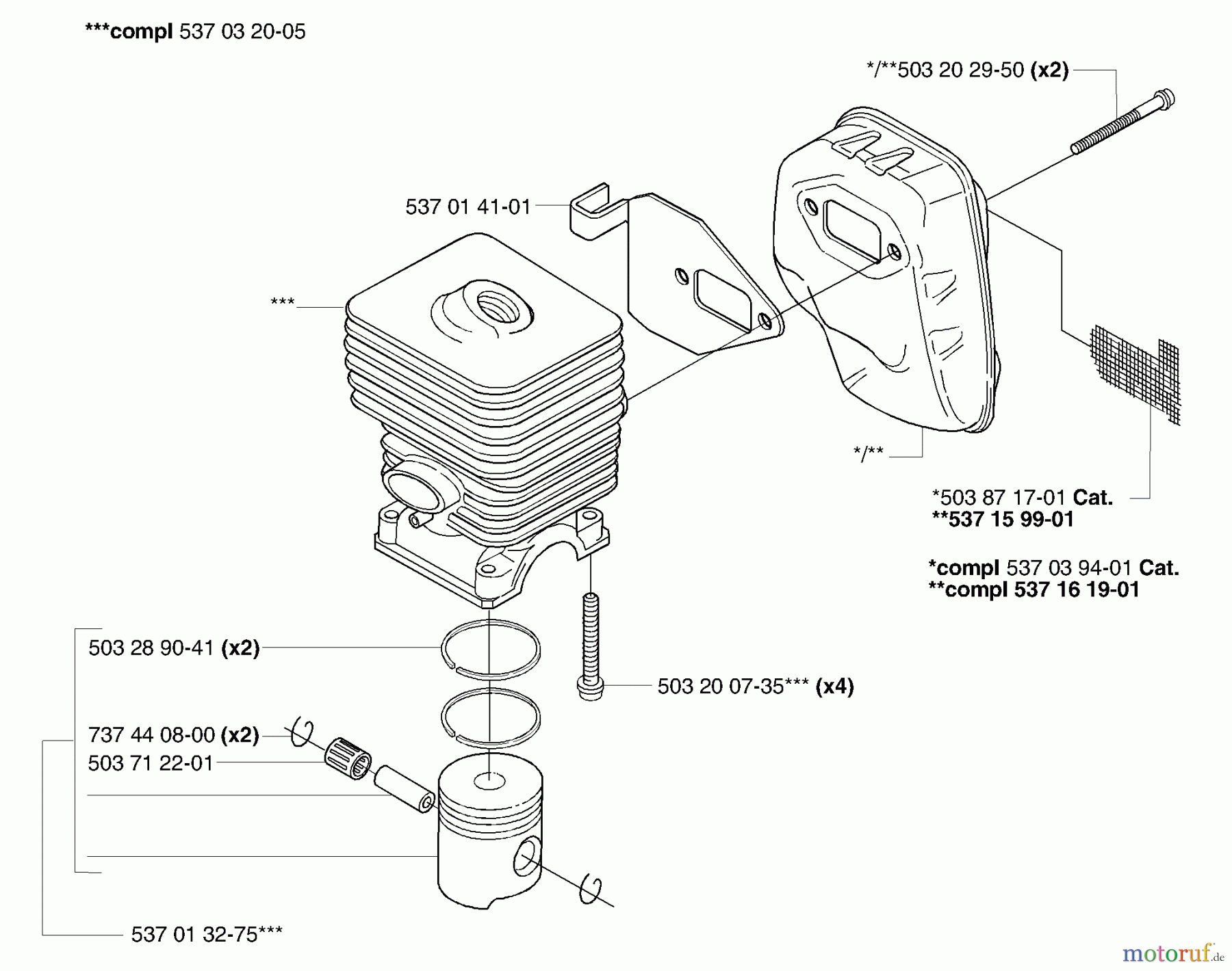 Husqvarna Kantenschneider 323 E - Husqvarna Handheld Edger (2006-04 & After) Piston / Cylinder / Muffler
