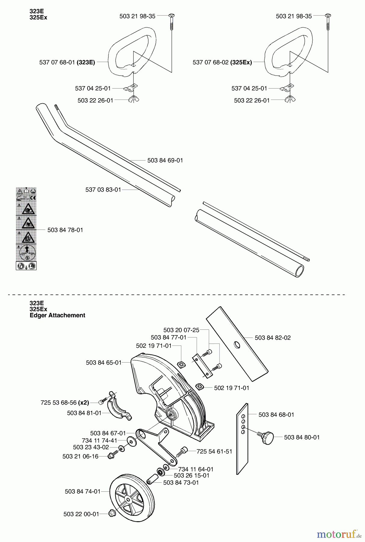 Husqvarna Kantenschneider 323 E - Husqvarna Handheld Edger (2006-04 & After) Shaft / Tube / Handle / Blade / Guard
