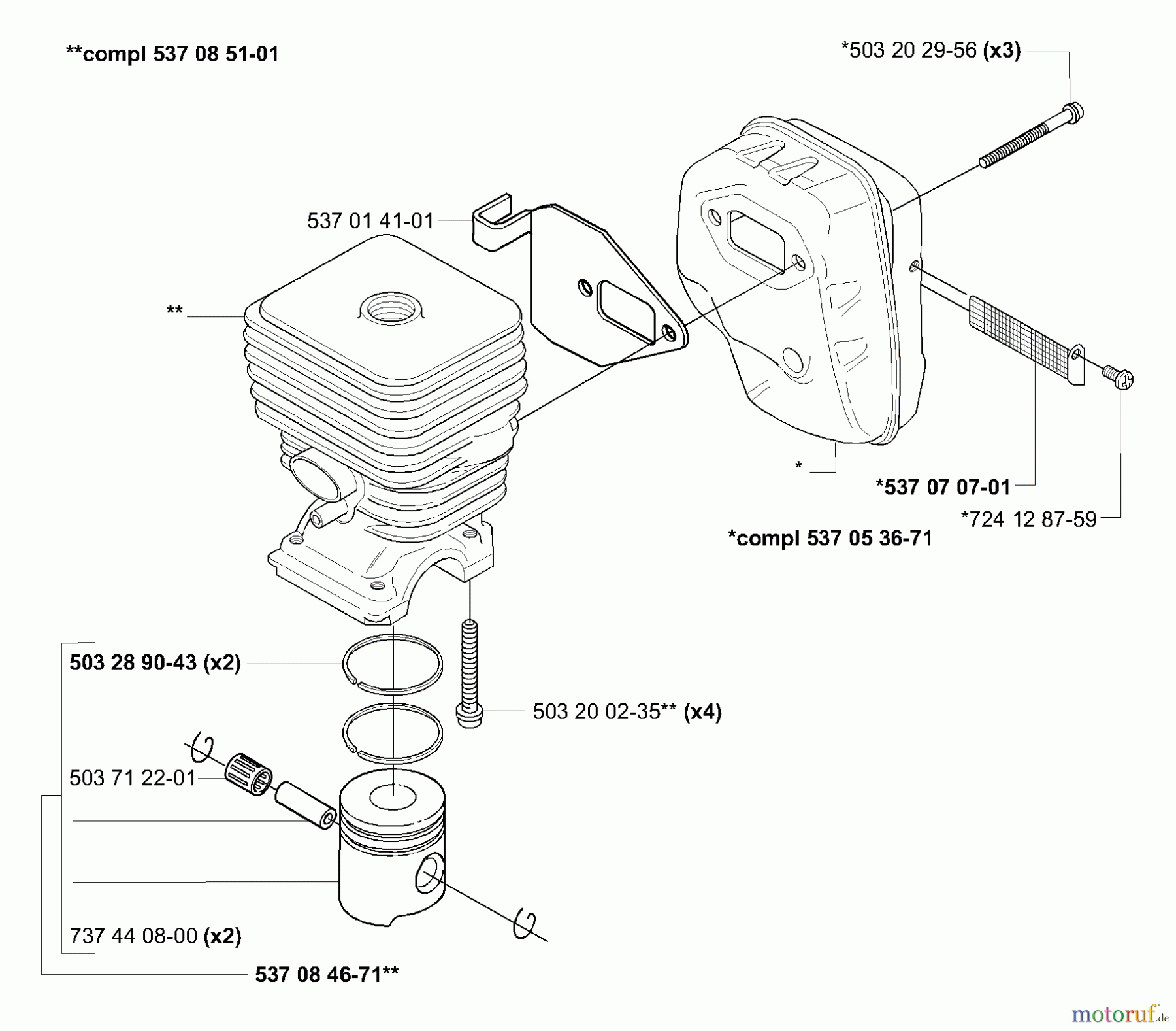  Husqvarna Kantenschneider 325 EX - Husqvarna Handheld Edger (E-TECH 2) (2001-01 & After) Piston/Cylinder/Muffler