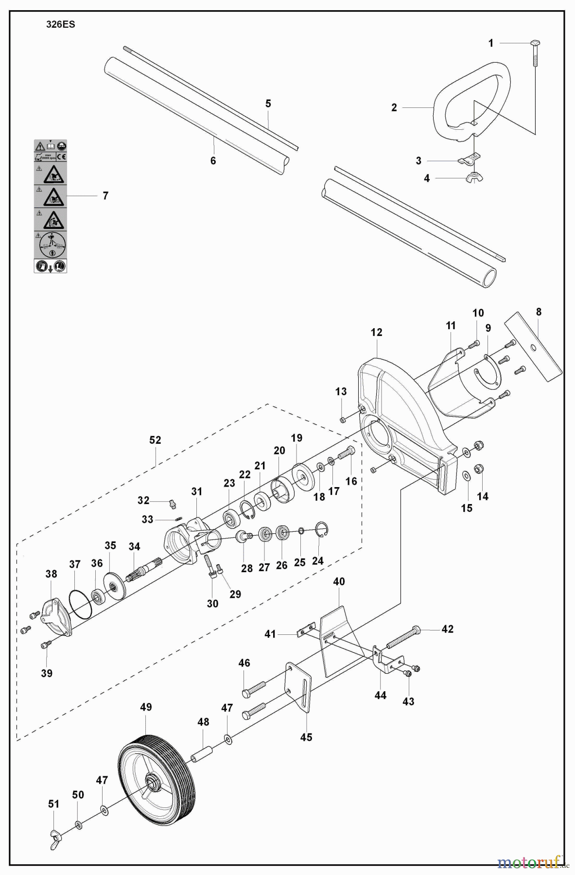 Husqvarna Kantenschneider 326 ES - Husqvarna Handheld Edger (2008-04 & After) Gearbox / Handle / Drive Shaft