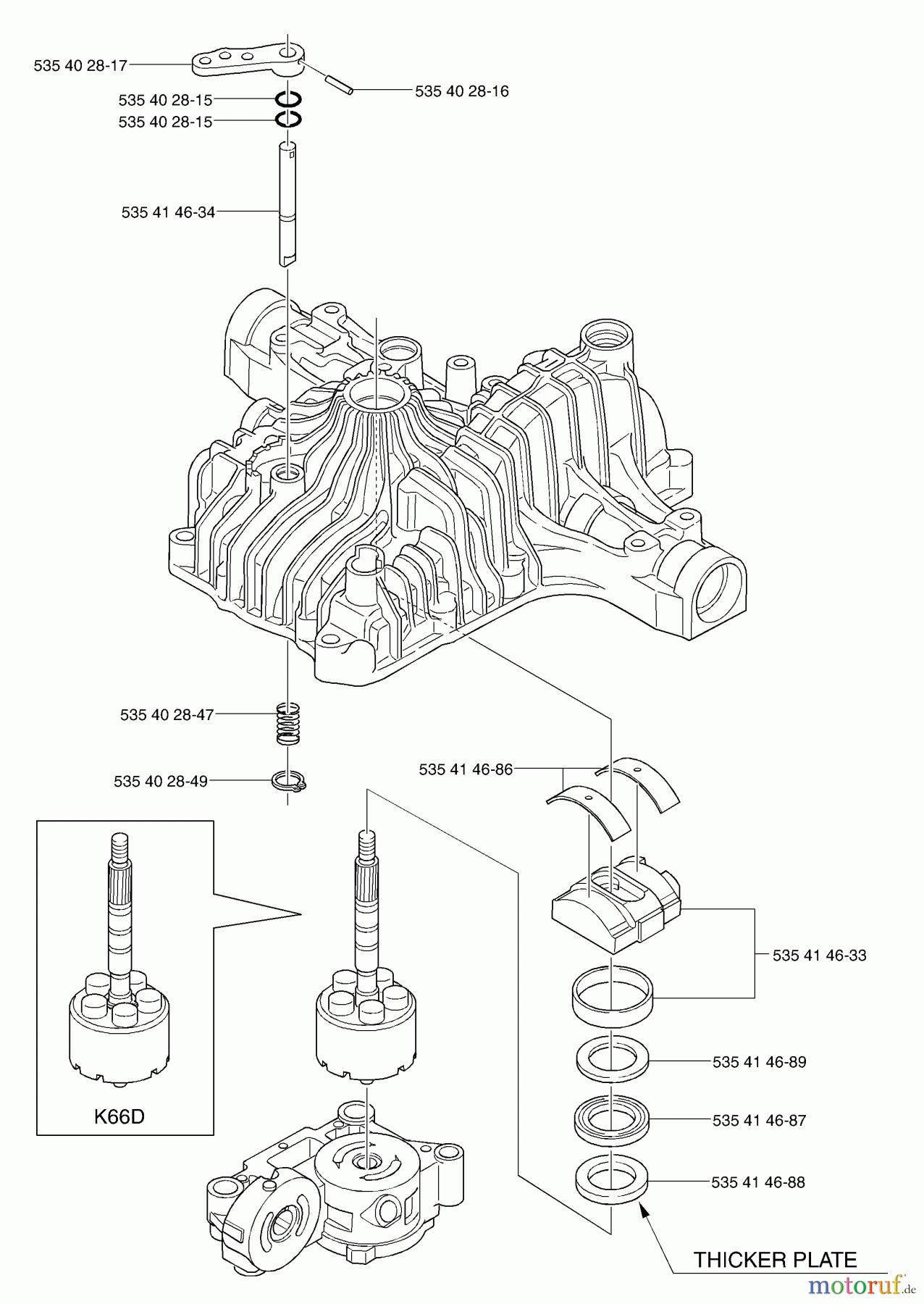 Husqvarna Motoren K 66 - Tuff Torq Transmission (2002-06 & After) Shifter