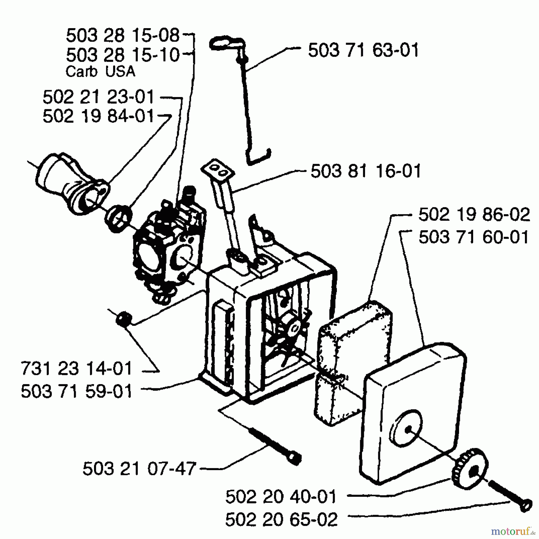 Husqvarna Heckenscheren 225 H 75 - Husqvarna Hedge Trimmer (1996-12 to 1997-12) Air Filter/Carburetor