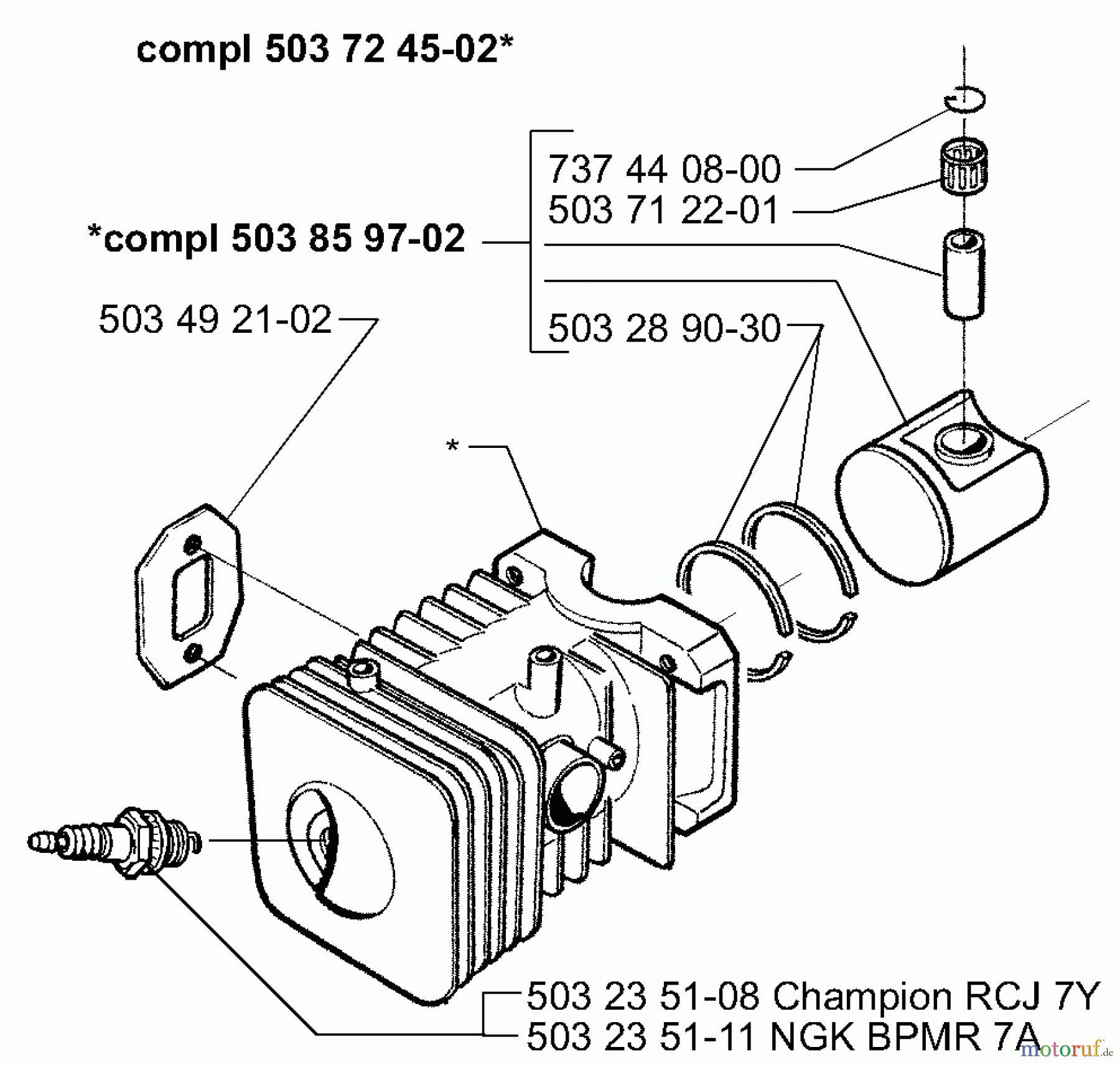 Husqvarna Heckenscheren 225 H 60 - Husqvarna Hedge Trimmer (1998-01 to 2002-05) Piston/Cylinder