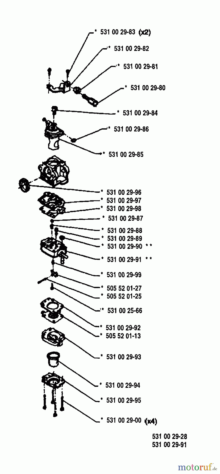 Husqvarna Heckenscheren 26 H - Husqvarna Hedge Trimmer (1994-03 to 1994-12) Carburetor Parts