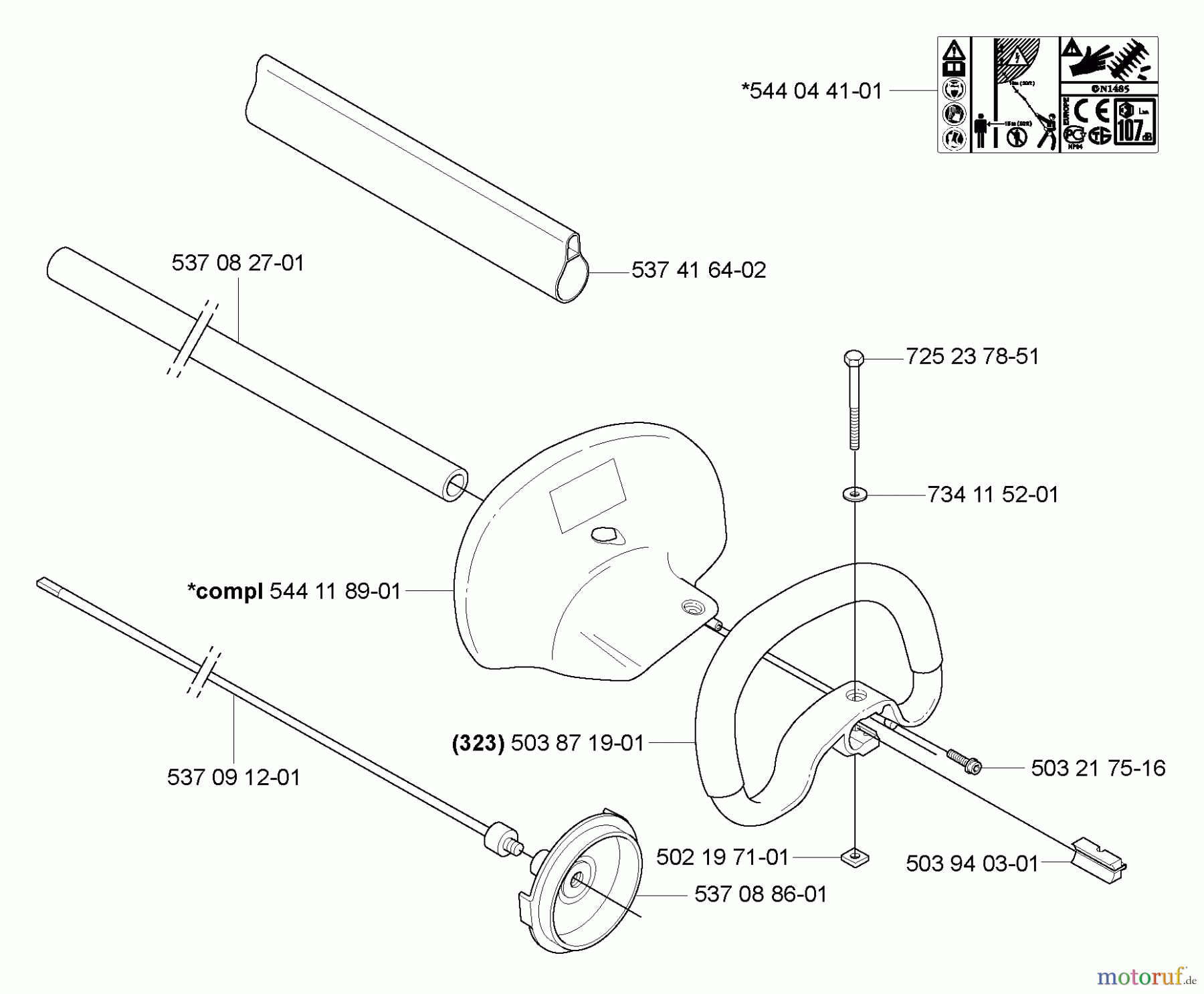 Husqvarna Heckenscheren 323 HE 3 - Husqvarna Hedge Trimmer (2005-09 to 2005-09) Handle/Shaft/Tube