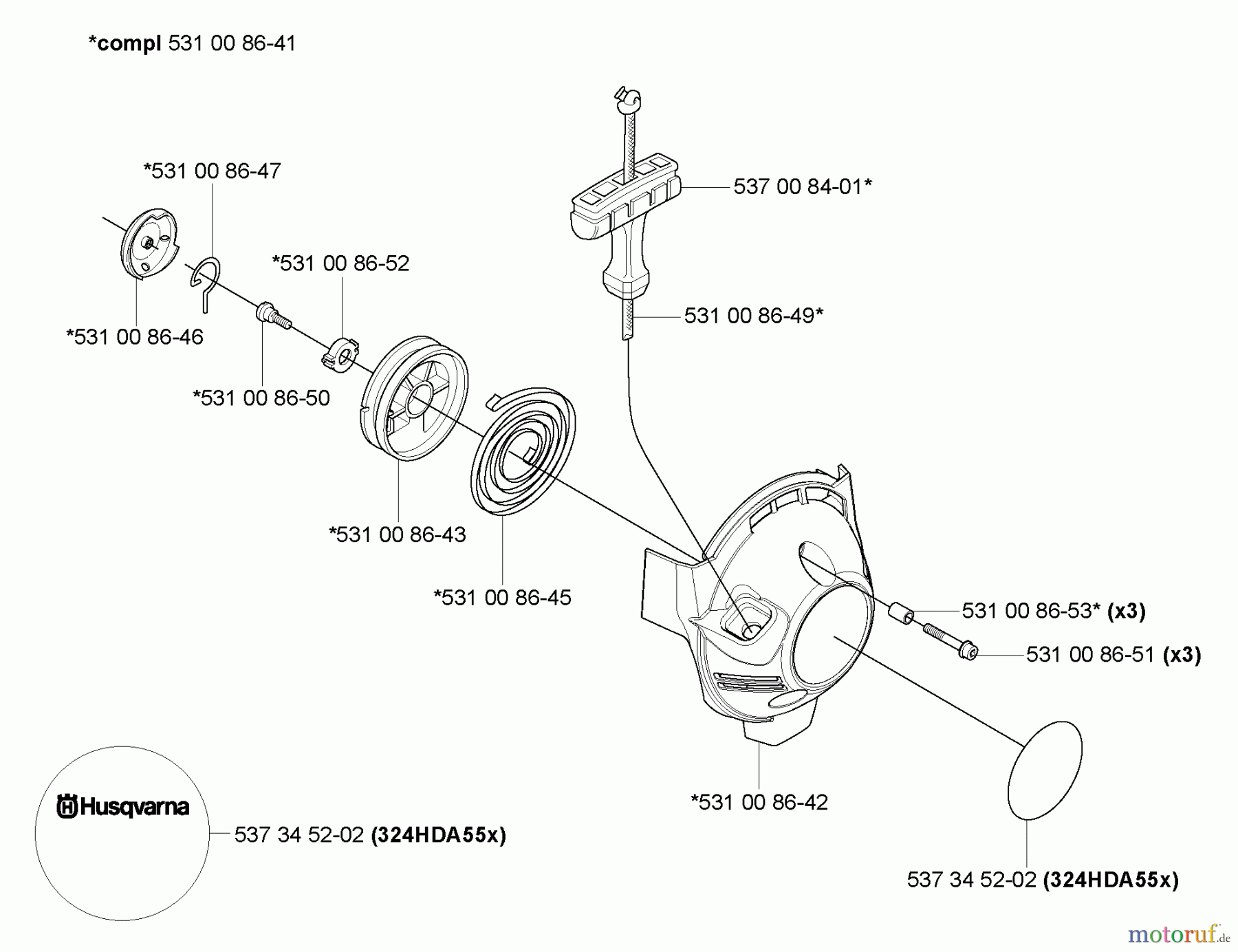 Husqvarna Heckenscheren 324 HDA 55X - Husqvarna Hedge Trimmer (2005-09 & After) Starter Housing