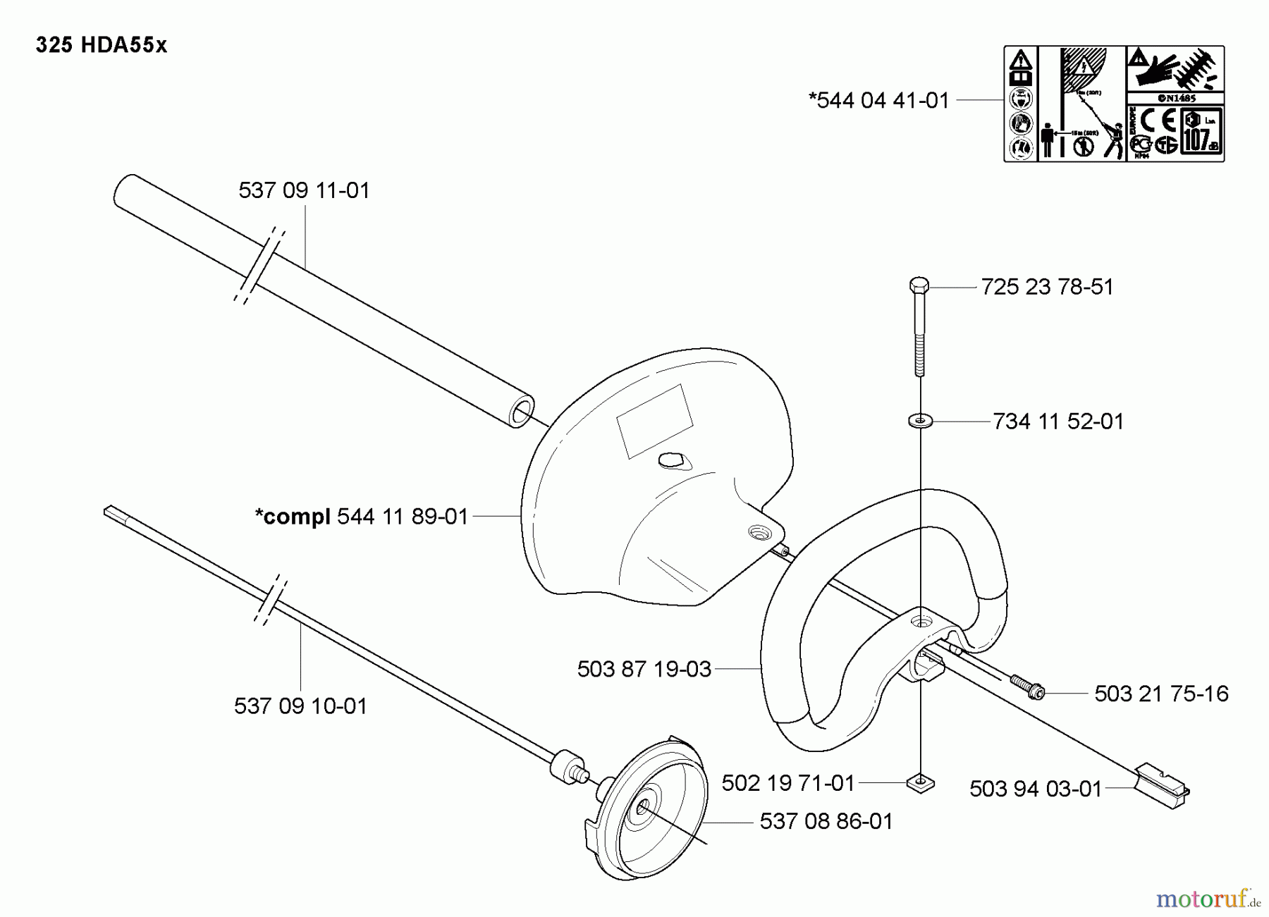  Husqvarna Heckenscheren 325 HDA 55X - Husqvarna Hedge Trimmer (2005-10 & After) Handle / Shaft / Tube
