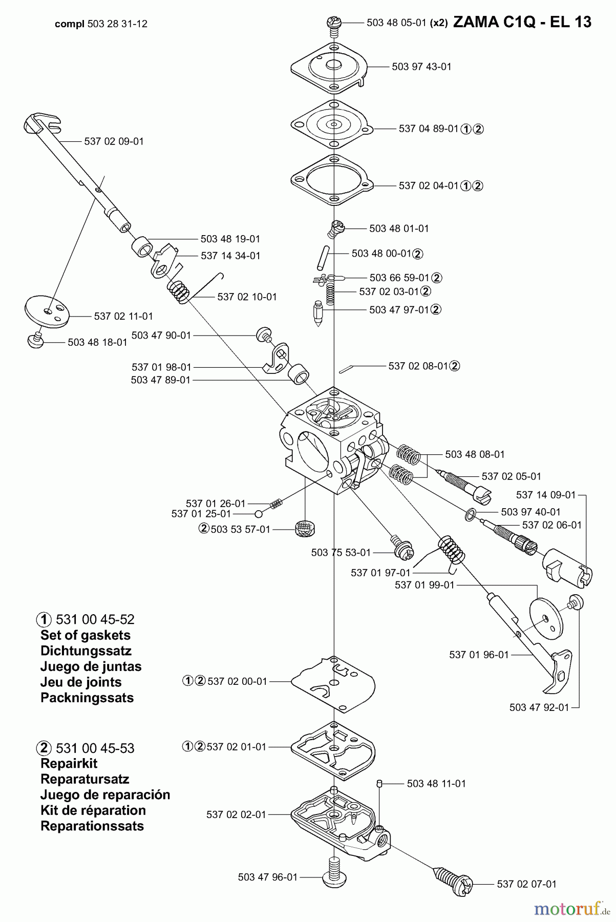 Husqvarna Heckenscheren 325 HDA 55 - Husqvarna Hedge Trimmer (2001-01 to 2001-04) Carburetor Parts
