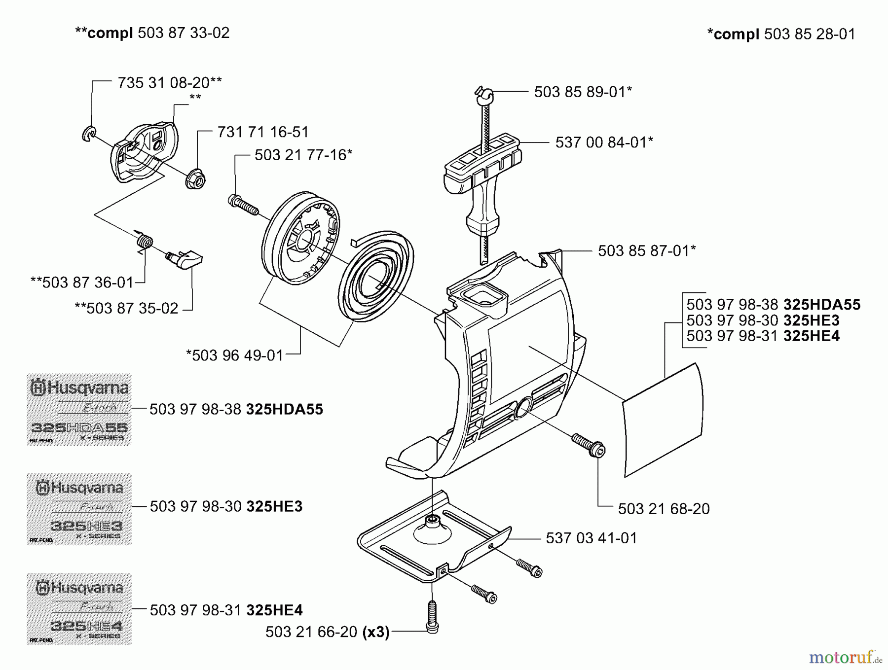 Husqvarna Heckenscheren 325 HE 3 - Husqvarna Hedge Trimmer (2001-05 & After) Starter