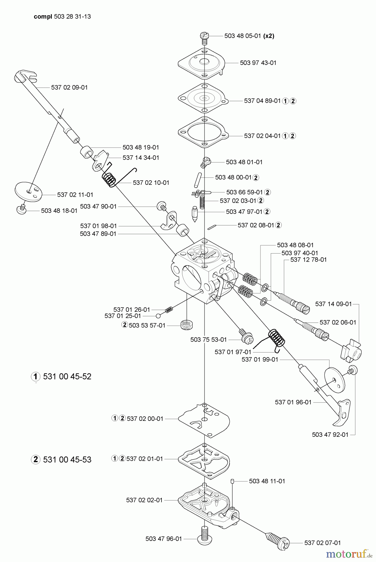 Husqvarna Heckenscheren 323 HE 3 - Husqvarna Hedge Trimmer (2005-09 to 2005-09) Carburetor Parts