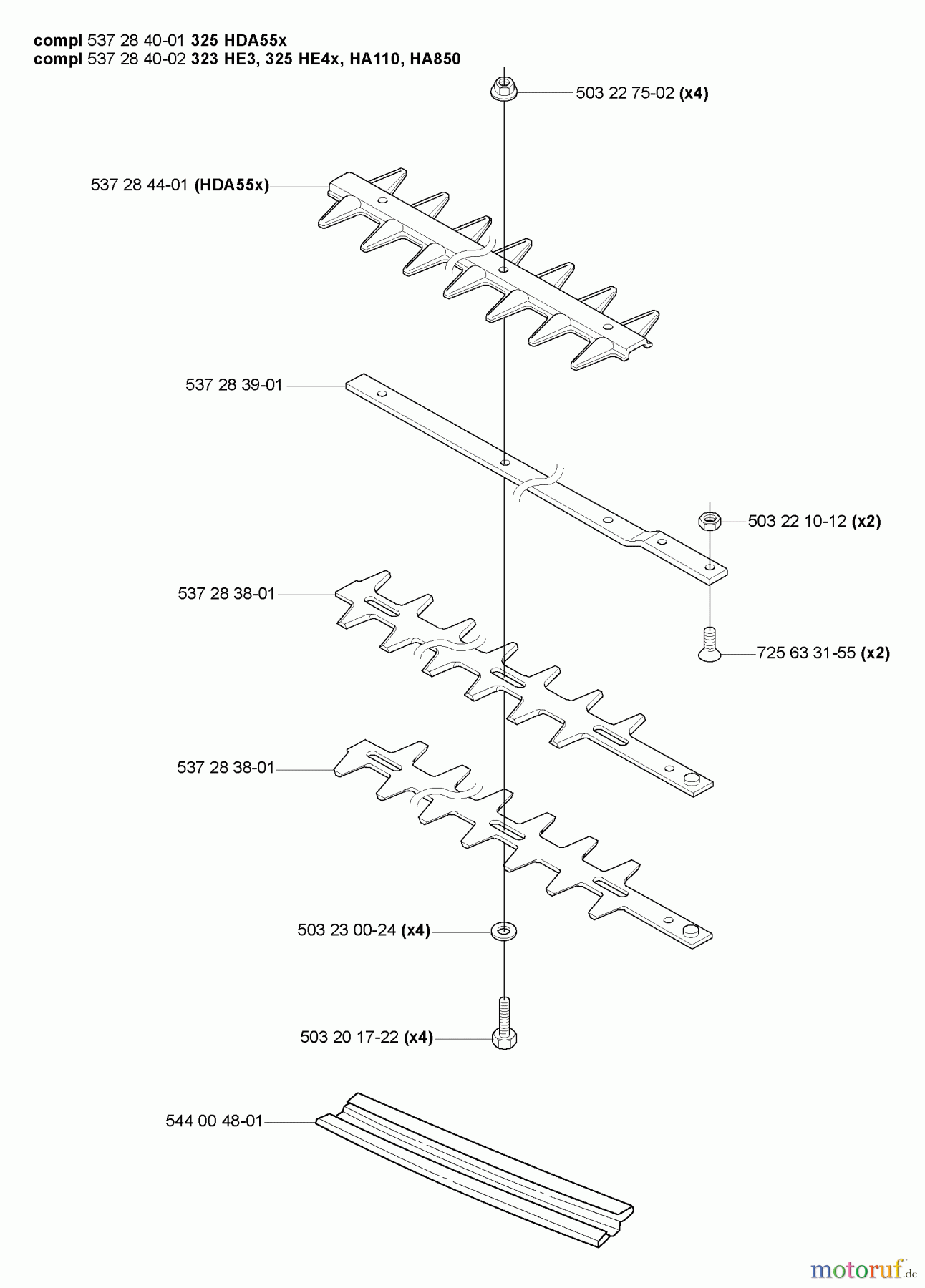 Husqvarna Heckenscheren 323 HE 3 - Husqvarna Hedge Trimmer (2005-09 to 2005-09) Cutting Blades