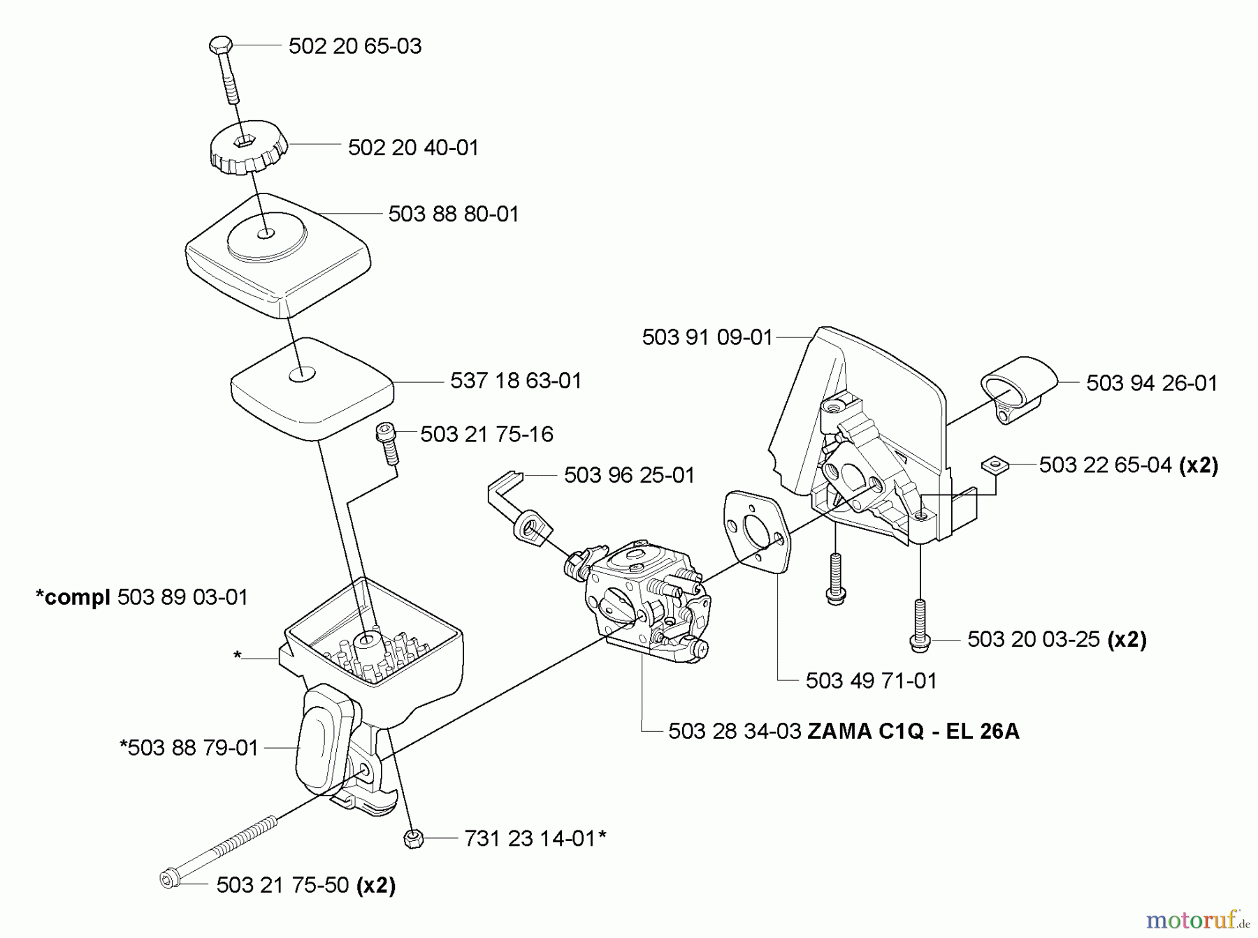 Husqvarna Heckenscheren 325 HE 4X - Husqvarna Hedge Trimmer (2007-01 & After) Air Filter/ Carburetor