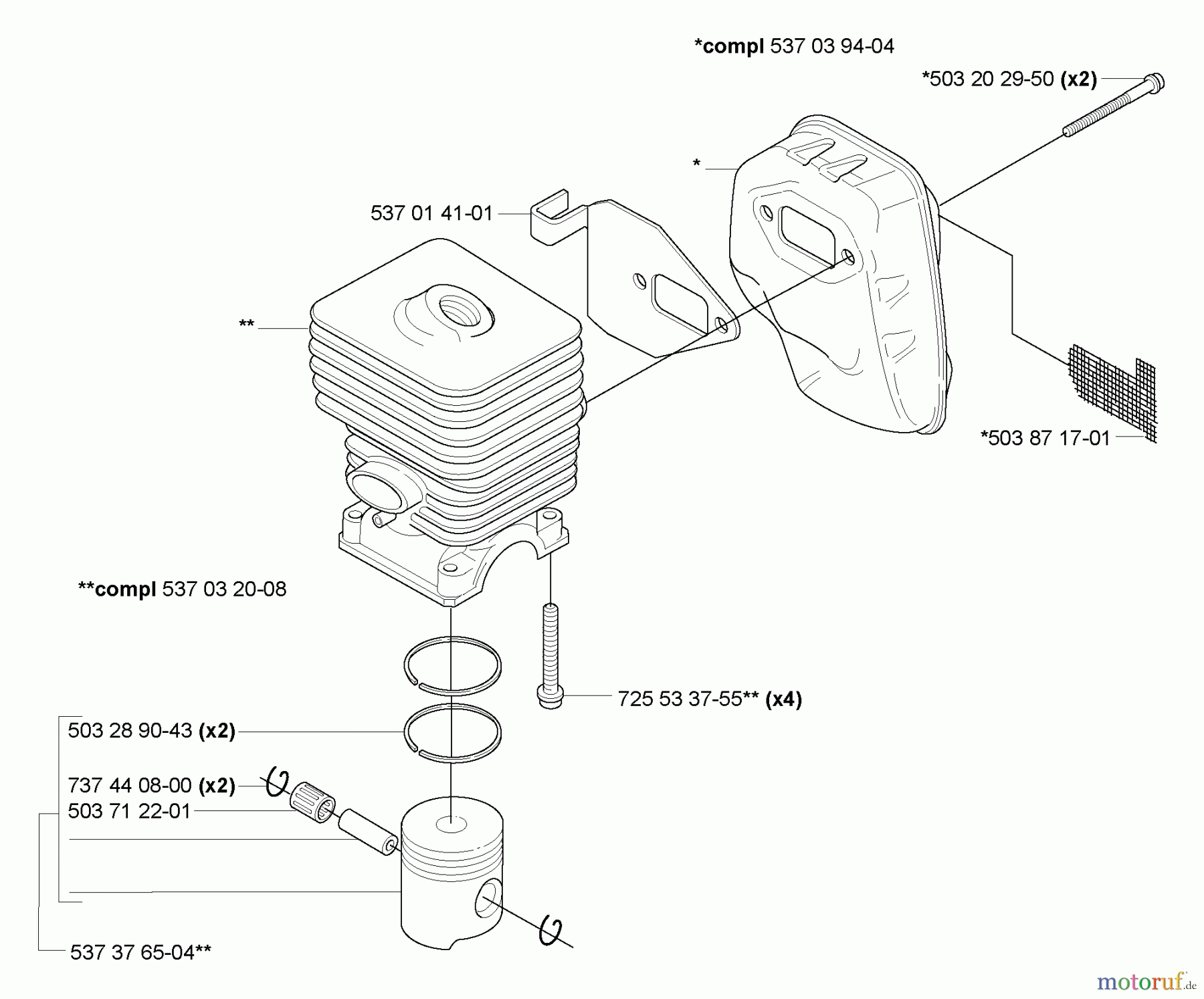 Husqvarna Heckenscheren 325 HE 3X - Husqvarna Hedge Trimmer (2007-01 & After) Piston/ Cylinder