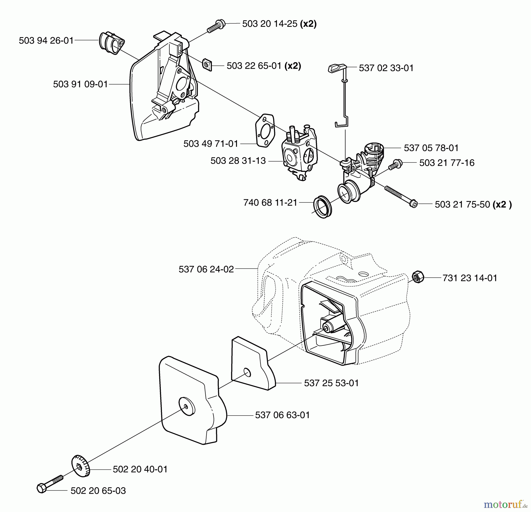 Husqvarna Heckenscheren 325 HS 75X - Husqvarna Hedge Trimmer (2003-01 to 2008-04) Air Filter/Carburetor