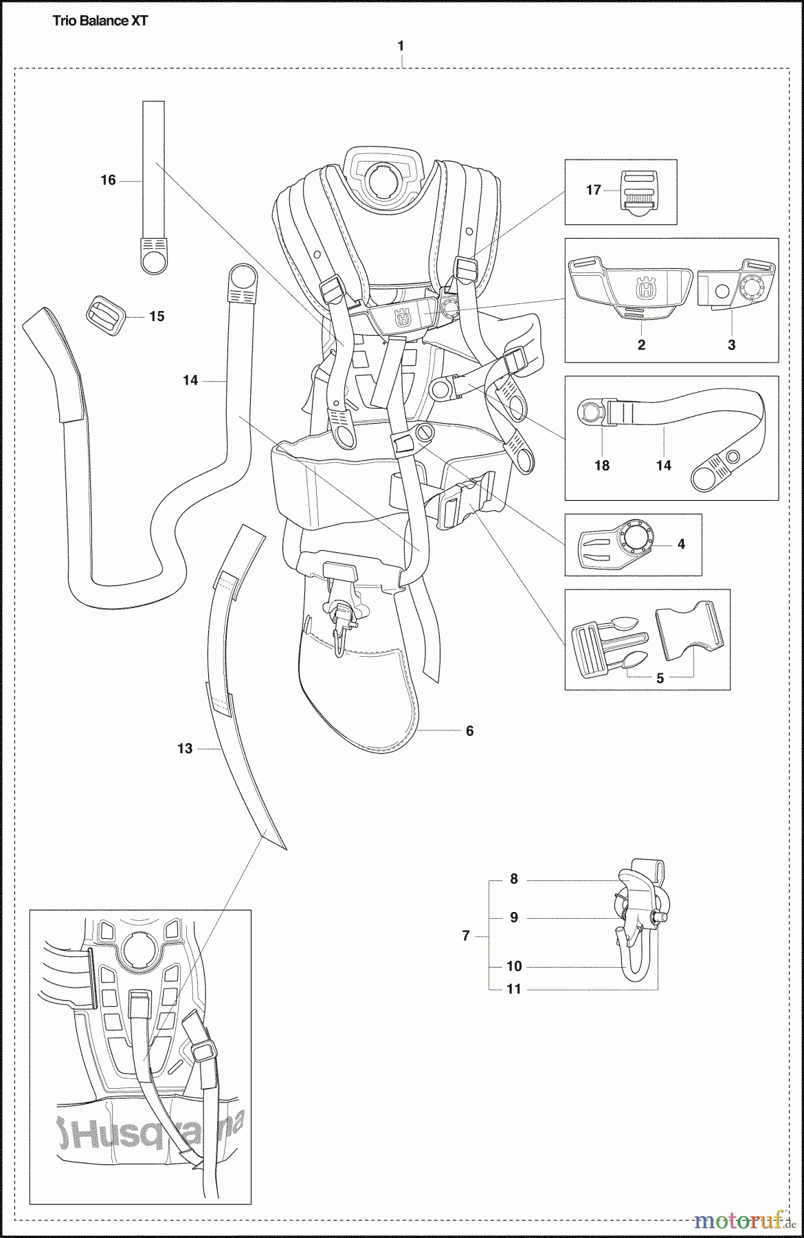 Husqvarna Zubehör Husqvarna Trio Balance XT Harness (2009-01 & After) Trio Balance XT