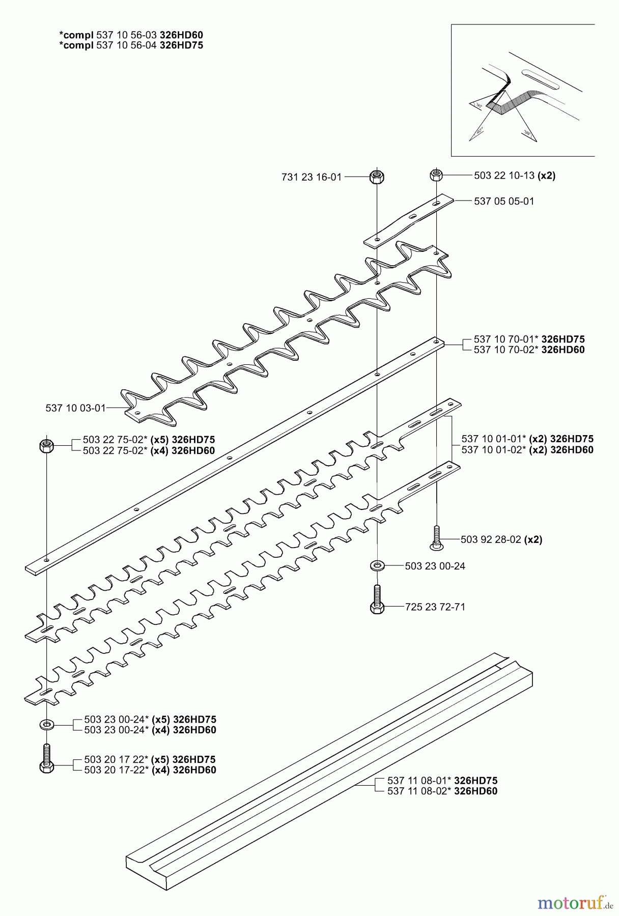 Husqvarna Heckenscheren 326 HD 75X - Husqvarna Hedge Trimmer (2002-02 to 2002-12) Cutter Bars