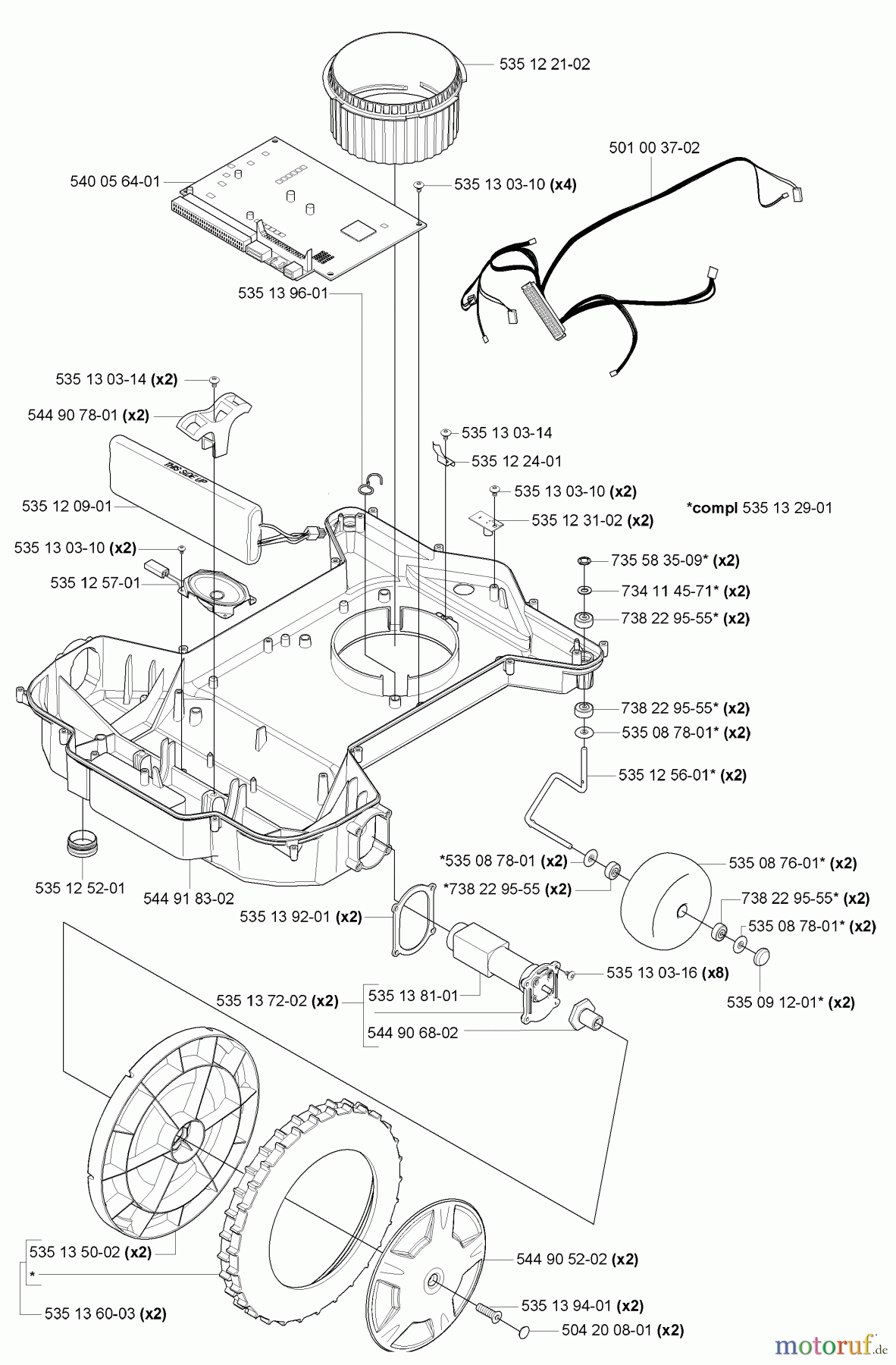 Husqvarna Automower, Mähroboter 220 AC - Husqvarna Auto Mower (2008-02 to 2009-01) Lower Chassis / Wheels