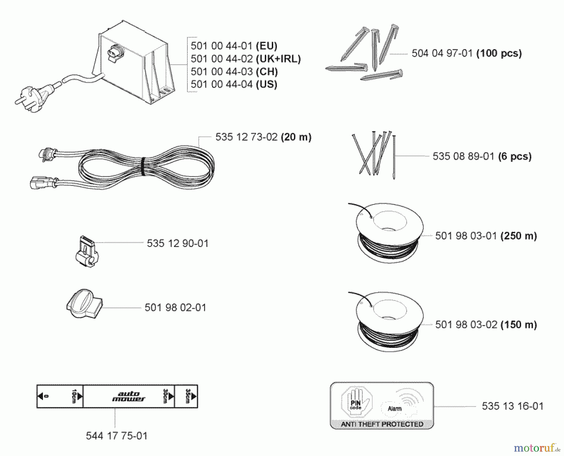 Husqvarna Automower, Mähroboter 230 ACX - Husqvarna Auto Mower (2007-07 to 2008-01) Mounting Hardware