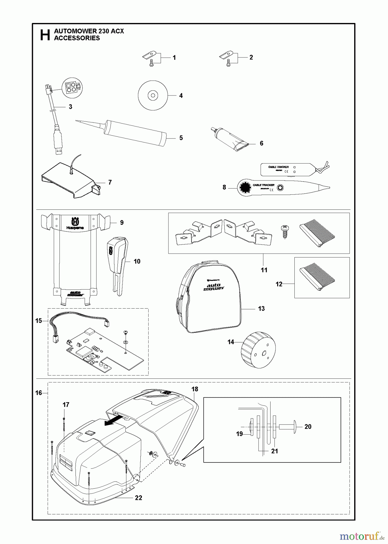 Husqvarna Automower, Mähroboter 230 ACX - Husqvarna Auto Mower (2013-01 & After) ACCESSORIES #1