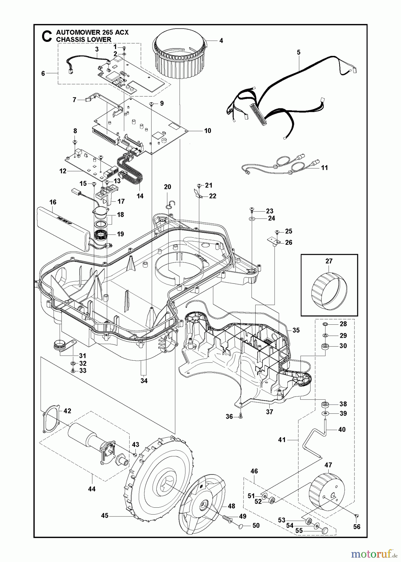 Husqvarna Automower, Mähroboter 265 ACX - Husqvarna Auto Mower (2013-01 & After) CHASSIS LOWER