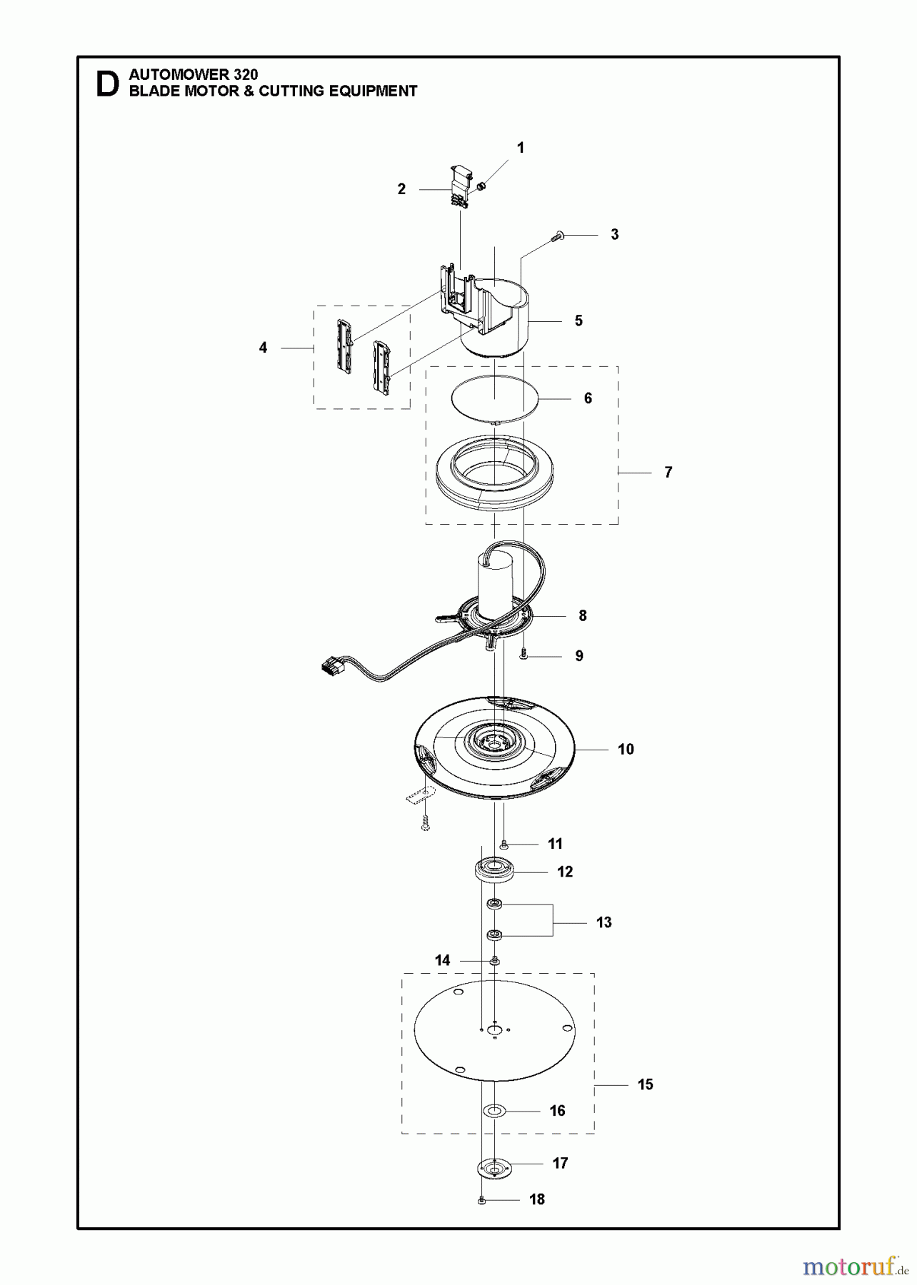  Husqvarna Automower, Mähroboter 320 - Husqvarna Auto Mower (2013-03 & After) BLADE MOTOR CUTTING EQUIPMENT