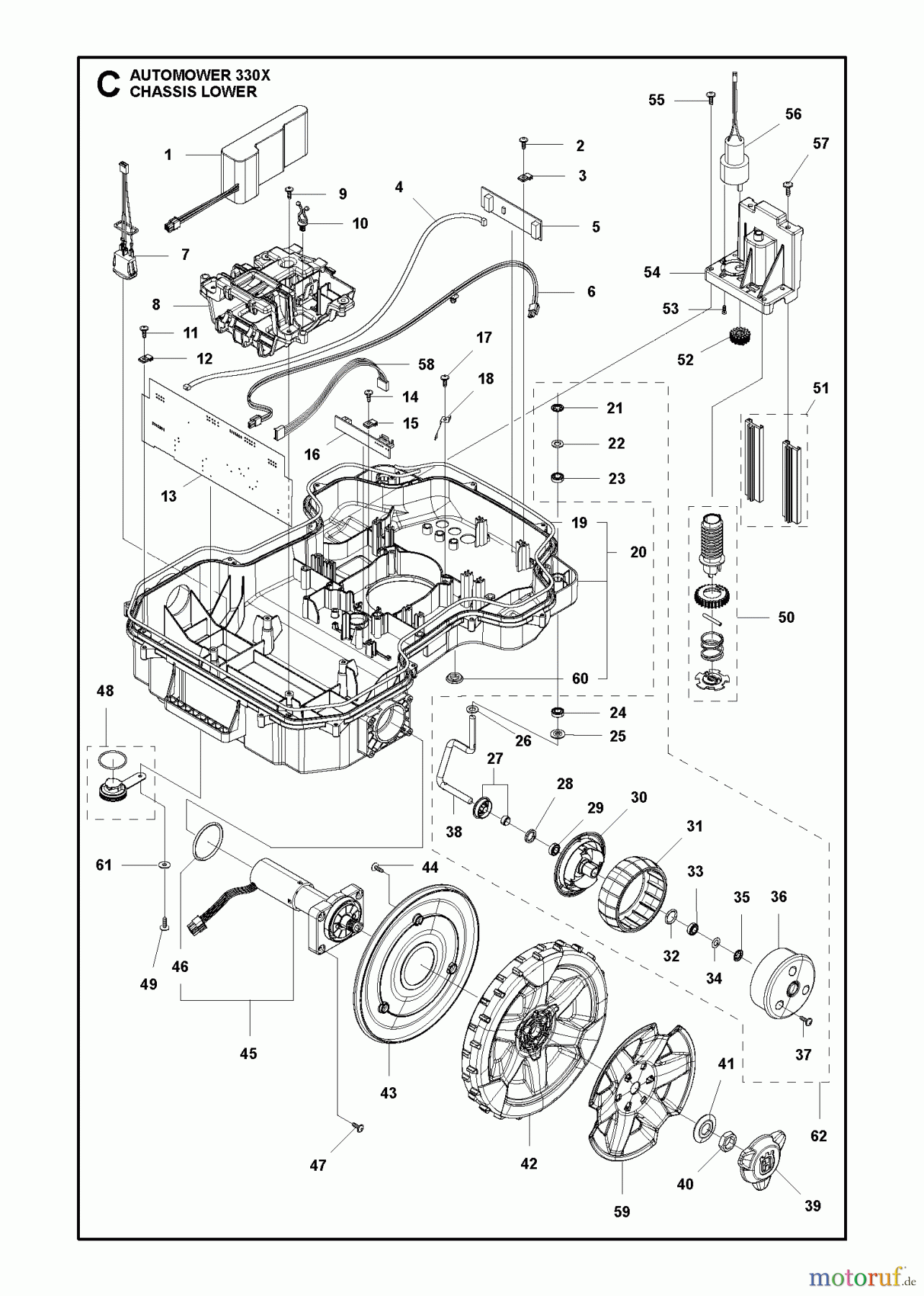Husqvarna Automower, Mähroboter 330X - Husqvarna Auto Mower (2013-03 & After) CHASSIS LOWER