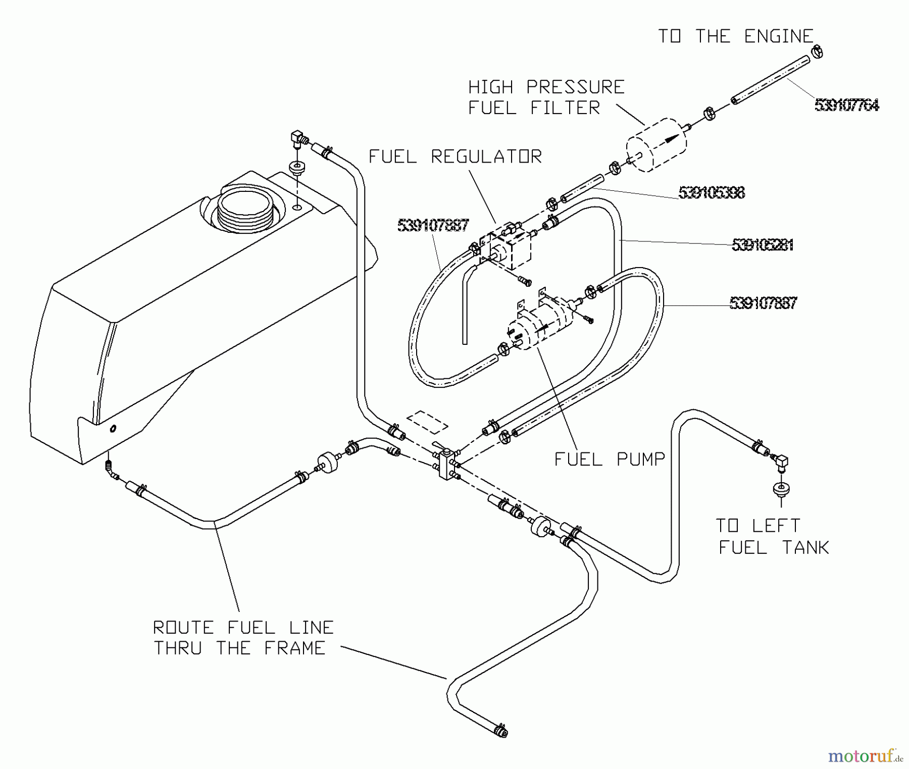 Husqvarna Zubehör, Rasenmäher / Mäher 539107828 - Husqvarna EFI Engine Fuel Kit (For ZTH 6126/7226) (2002-09 & After)
