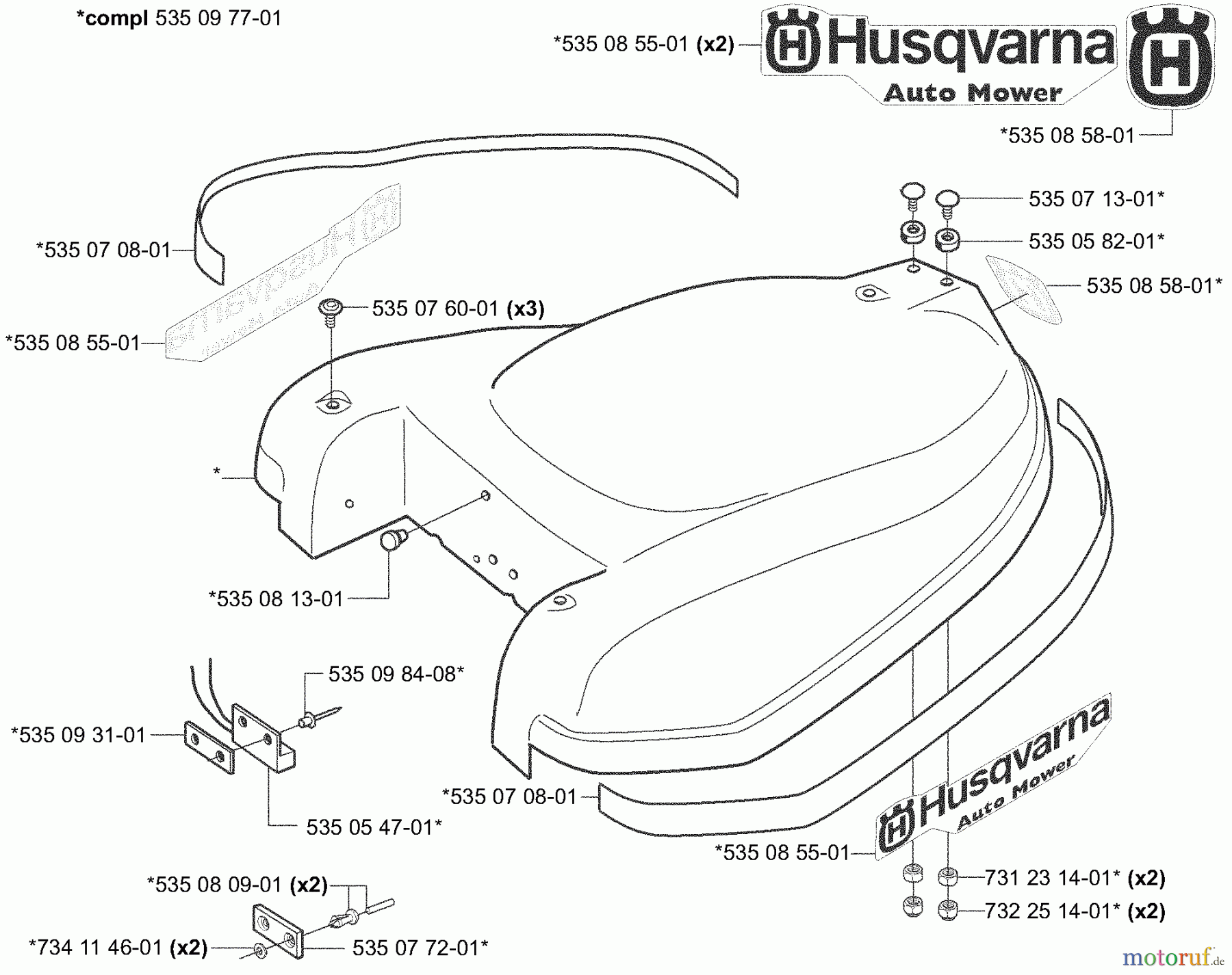 Husqvarna Automower, Mähroboter 953528302 - Husqvarna Auto Mower (2003-04 & After) Body Assembly