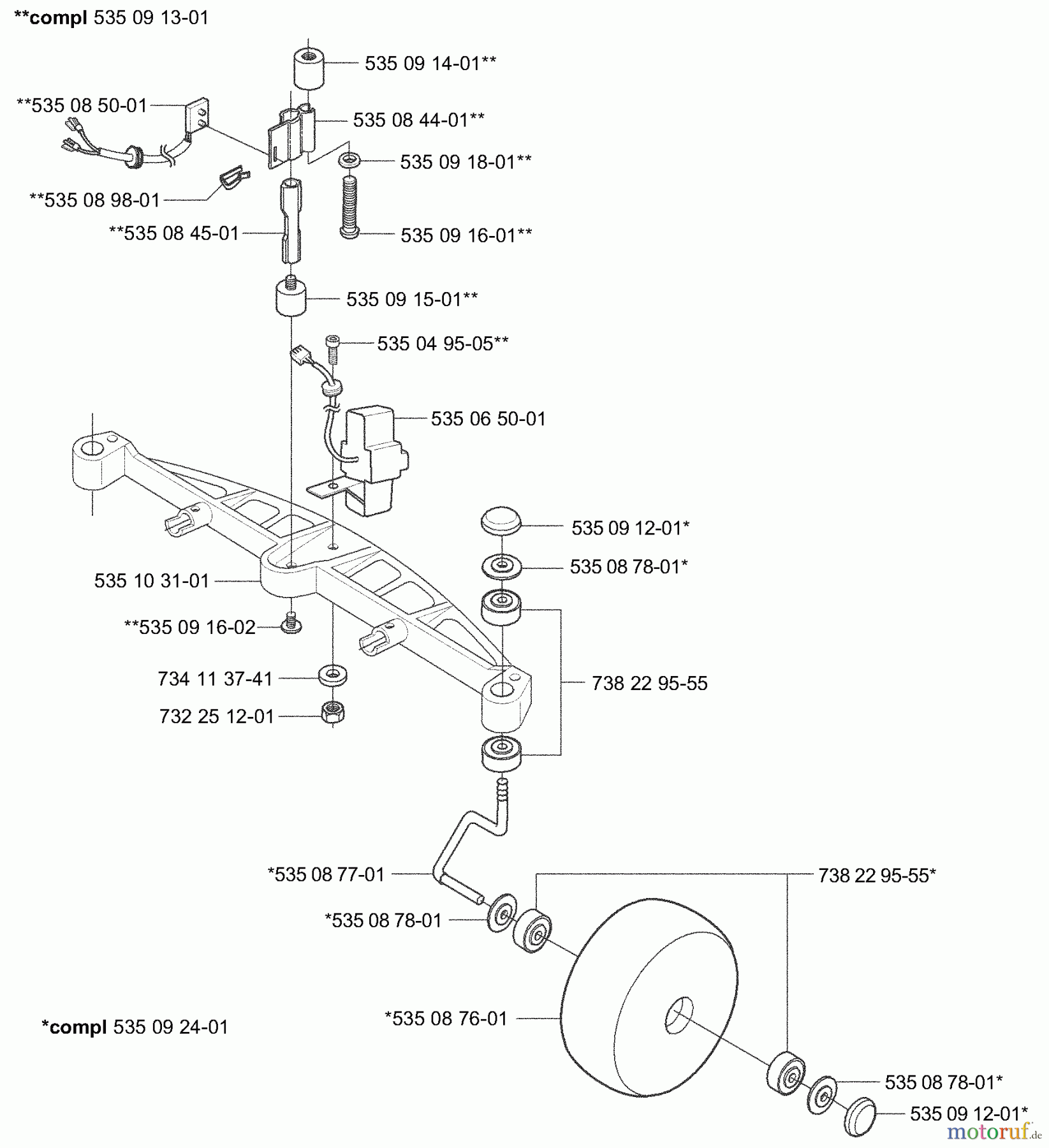 Husqvarna Automower, Mähroboter 953528302 - Husqvarna Auto Mower (2003-04 & After) Front Wheels