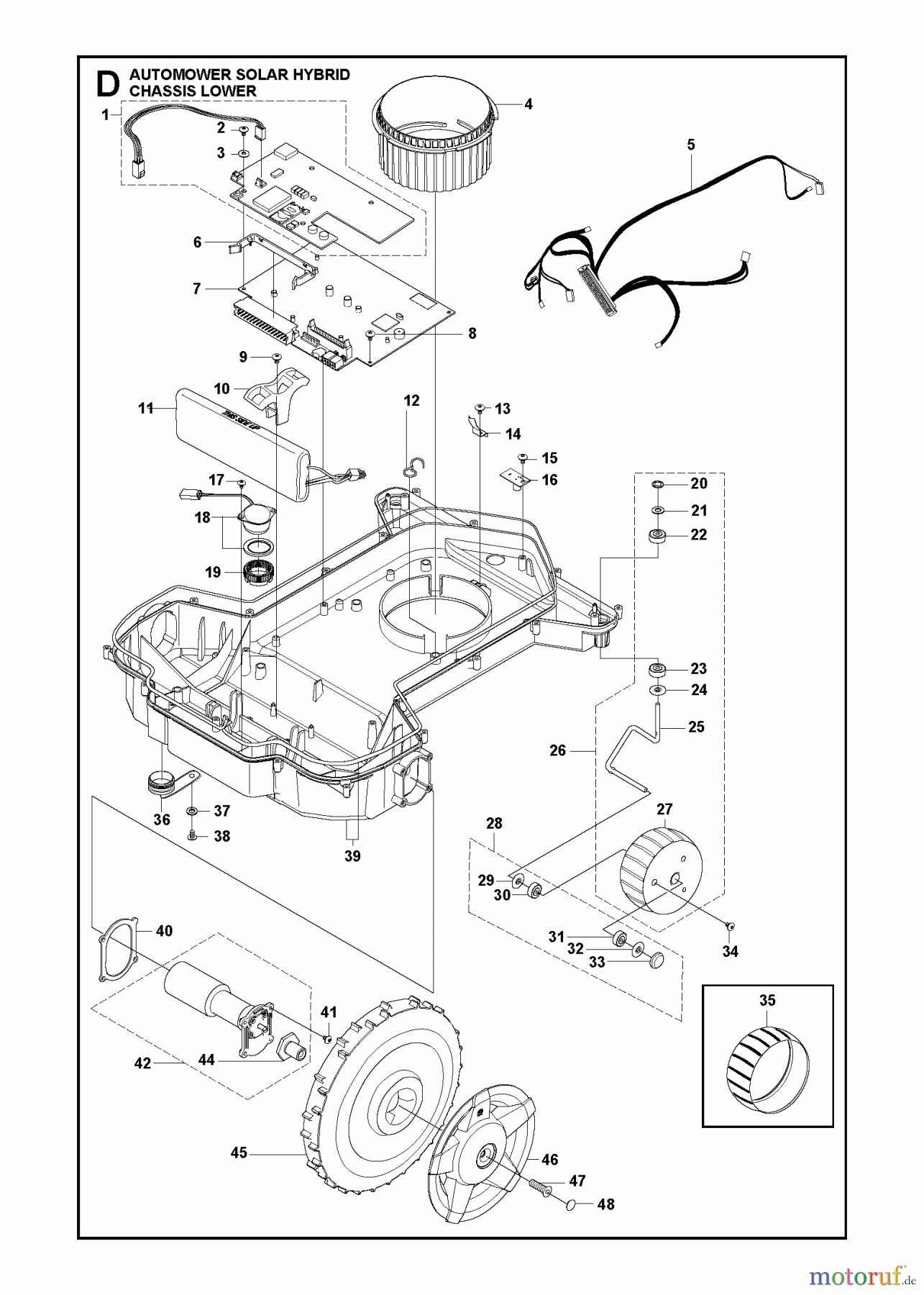 Husqvarna Automower, Mähroboter Husqvarna Solar Auto Mower Hybrid (2013-01) CHASSIS LOWER