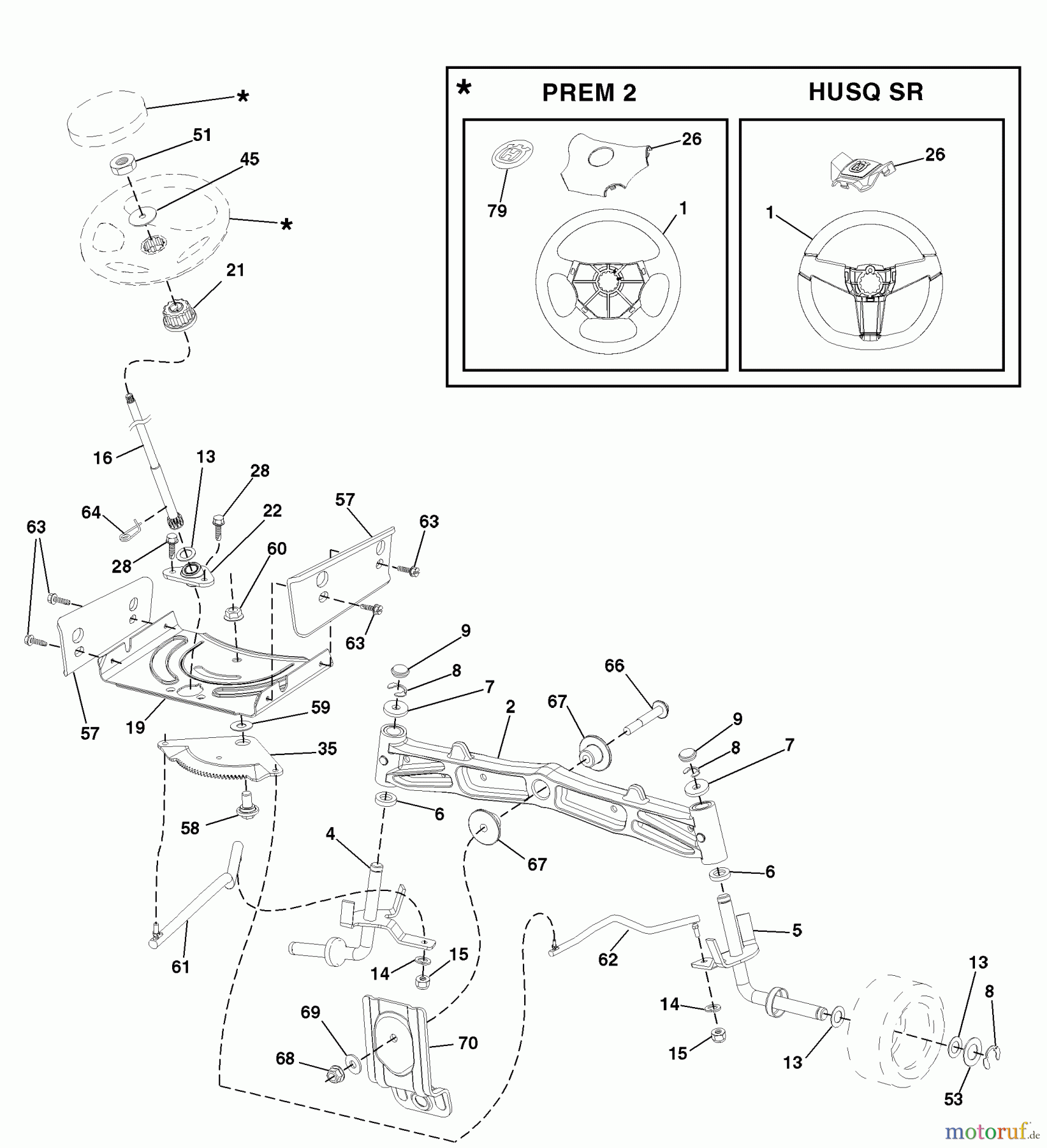 Husqvarna Rasen und Garten Traktoren 2042LS (96043004200) - Husqvarna Lawn Tractor (2008-01 & After) Steering Assembly