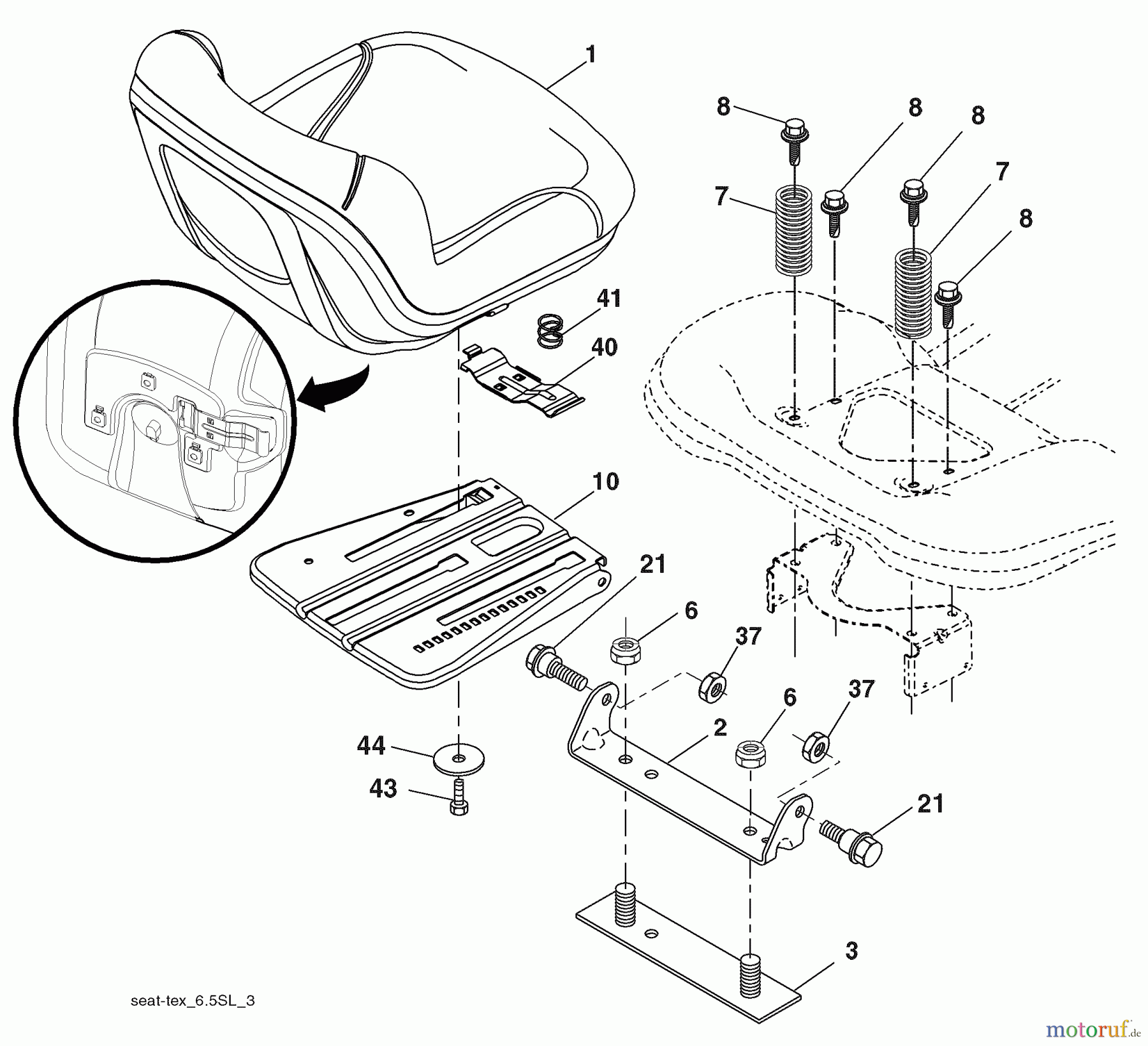 Husqvarna Rasen und Garten Traktoren 2042LS (96043004800) - Husqvarna Lawn Tractor (2007-12 & After) (California) Seat Assembly
