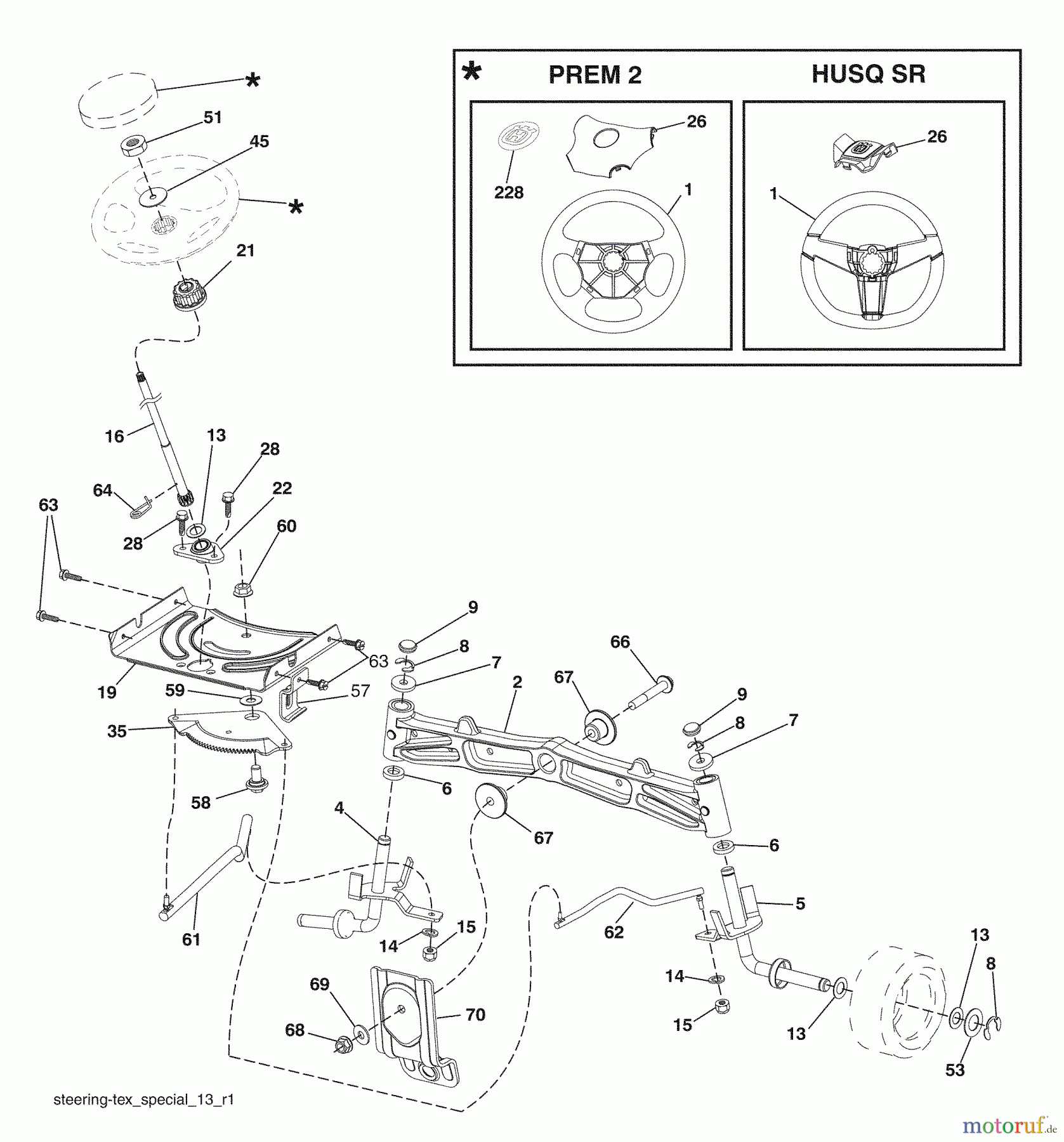 Husqvarna Rasen und Garten Traktoren 2146XLS (96043007900) - Husqvarna Lawn Tractor (2008-12 & After) Steering