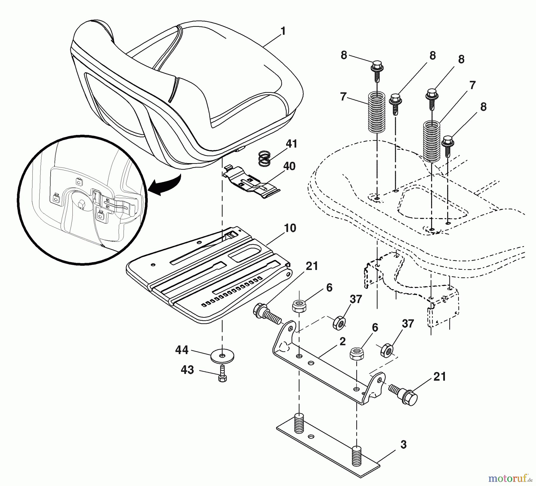 Husqvarna Rasen und Garten Traktoren 2346XLS (96043004500) - Husqvarna Lawn Tractor (2008-01 & After) Seat Assembly