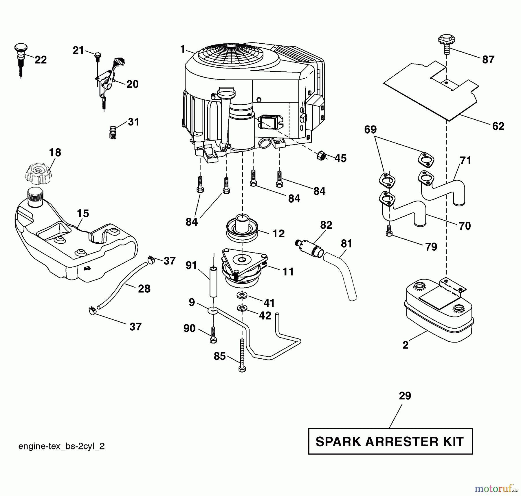 Husqvarna Rasen und Garten Traktoren 2348LS (96043004900) - Husqvarna Lawn Tractor (2008-03 & After) (California) Engine