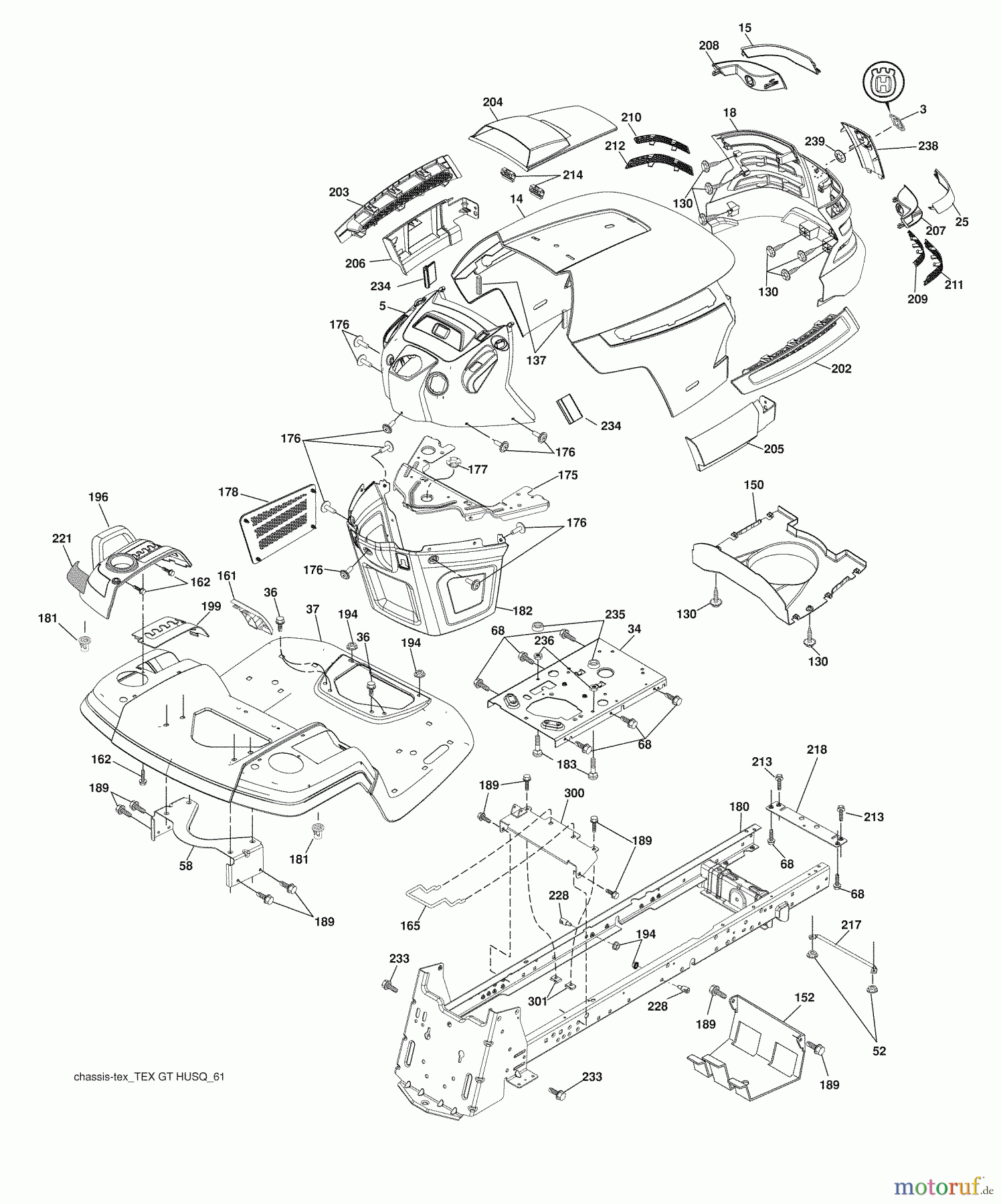 Husqvarna Rasen und Garten Traktoren 2354GXLS (96043006800) - Husqvarna Lawn Tractor (2009-01 & After) Chassis