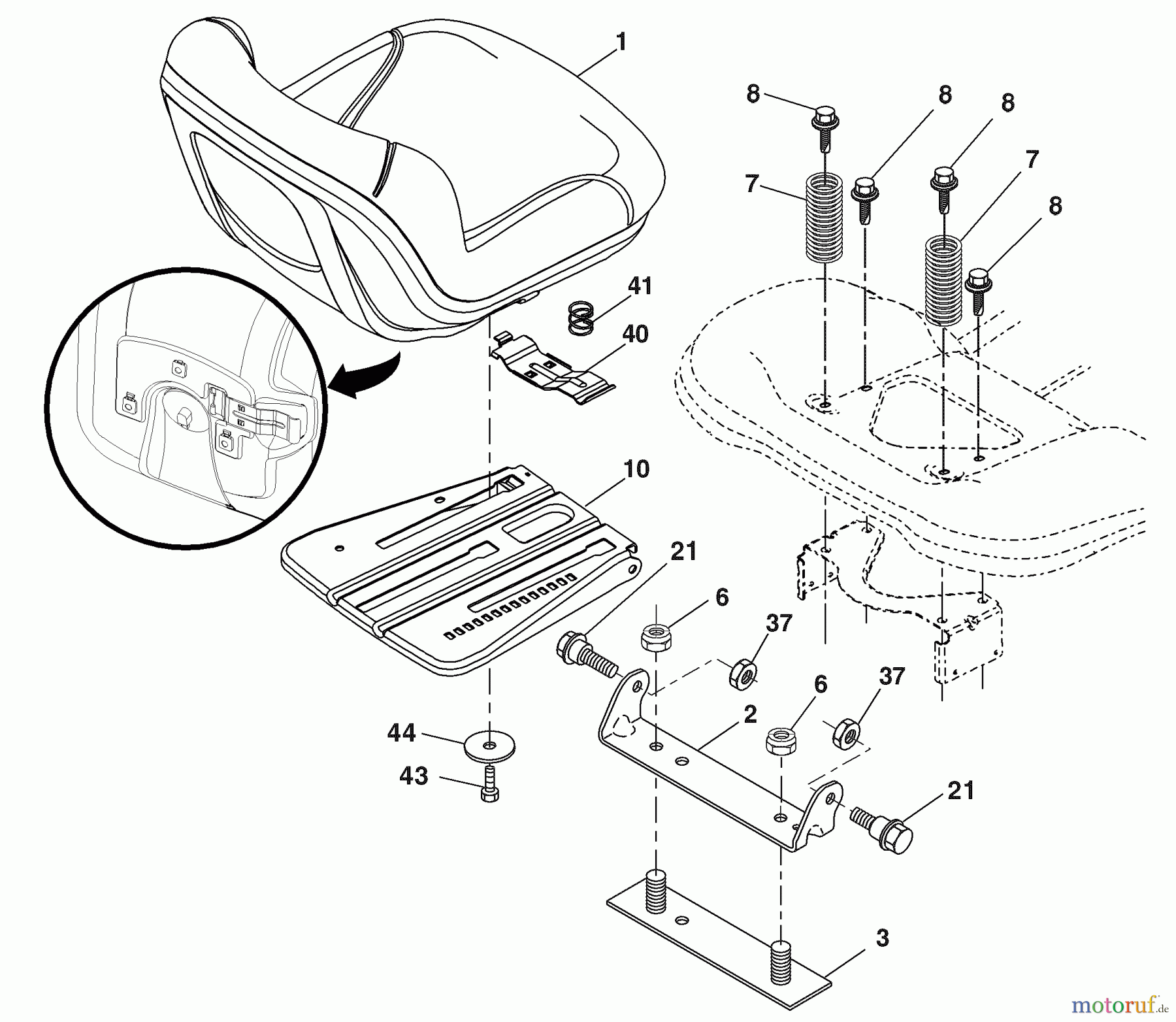 Husqvarna Rasen und Garten Traktoren 2748GLS (96043004600) - Husqvarna Lawn Tractor (2008-01 & After) Seat Assembly