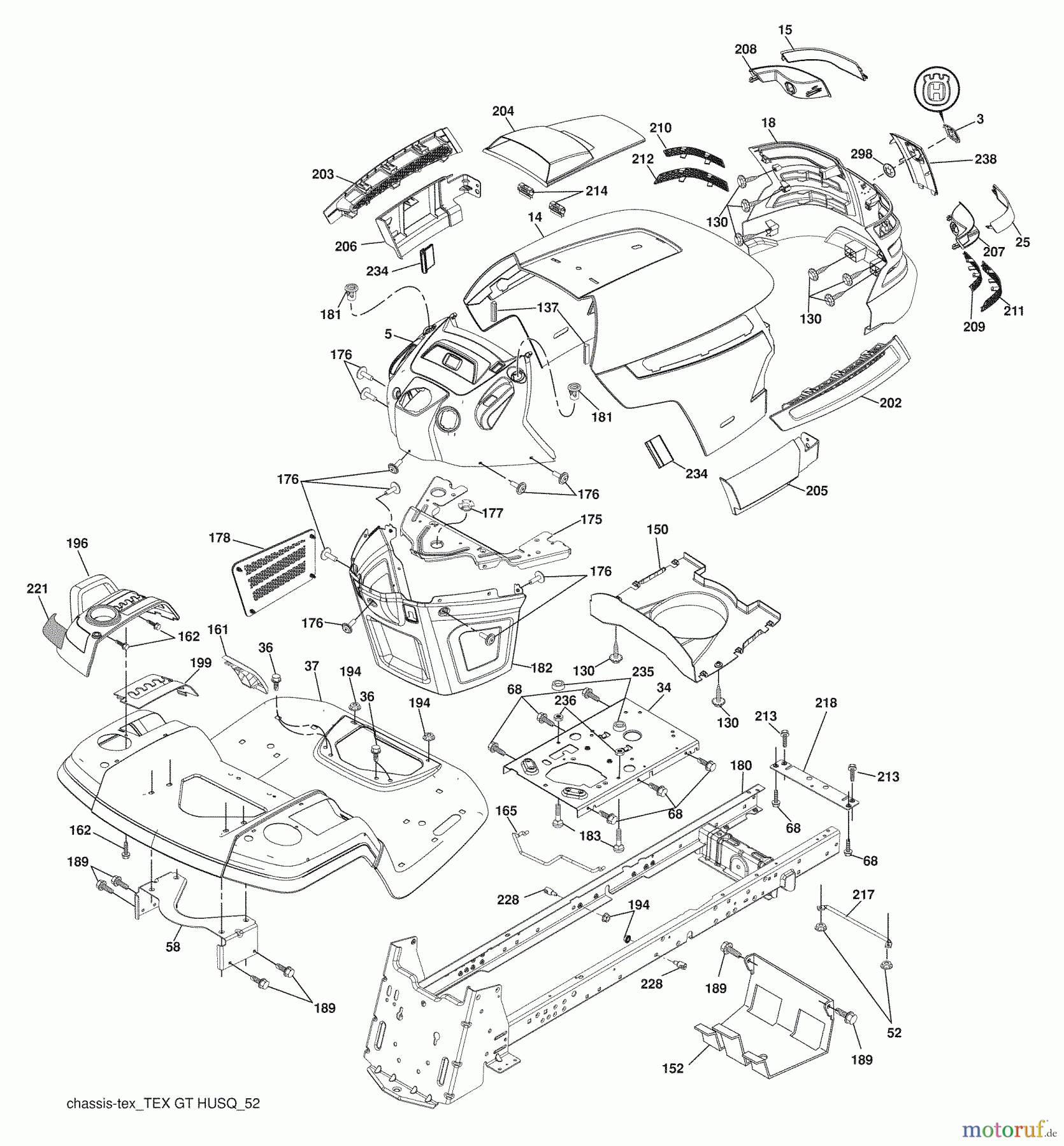 Husqvarna Rasen und Garten Traktoren 2748GLS (96043006500) - Husqvarna Lawn Tractor (2008-12 & After) Chassis