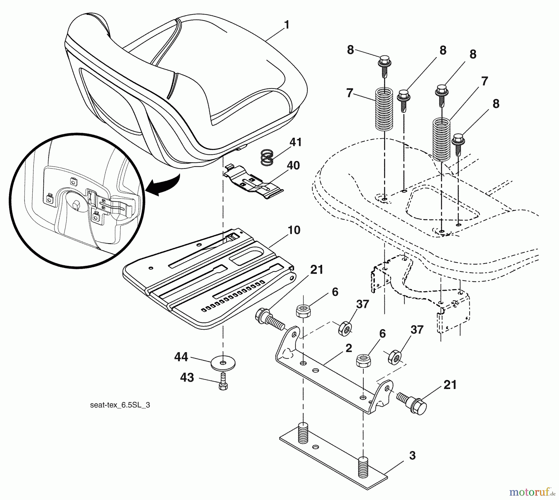 Husqvarna Rasen und Garten Traktoren 2748GLS (96043006500) - Husqvarna Lawn Tractor (2008-12 & After) Seat Assembly