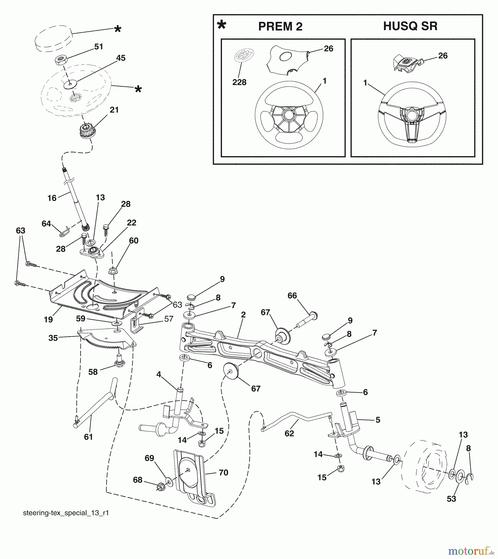 Husqvarna Rasen und Garten Traktoren 2748GLS (96043006500) - Husqvarna Lawn Tractor (2008-12 & After) Steering Assembly