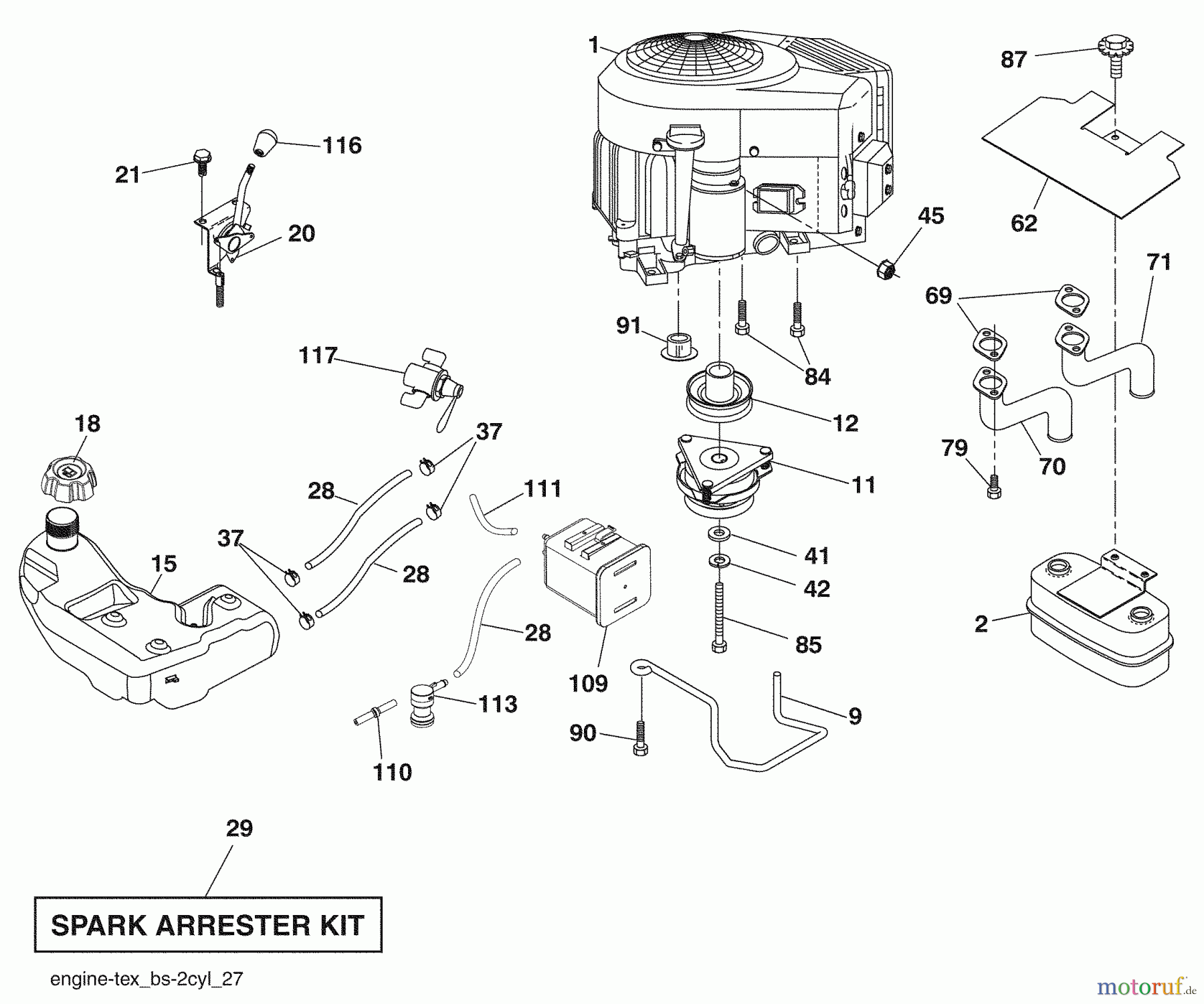 Husqvarna Rasen und Garten Traktoren 2748GLS (96043007800) - Husqvarna Lawn Tractor (2008-12 & After) (California) Engine