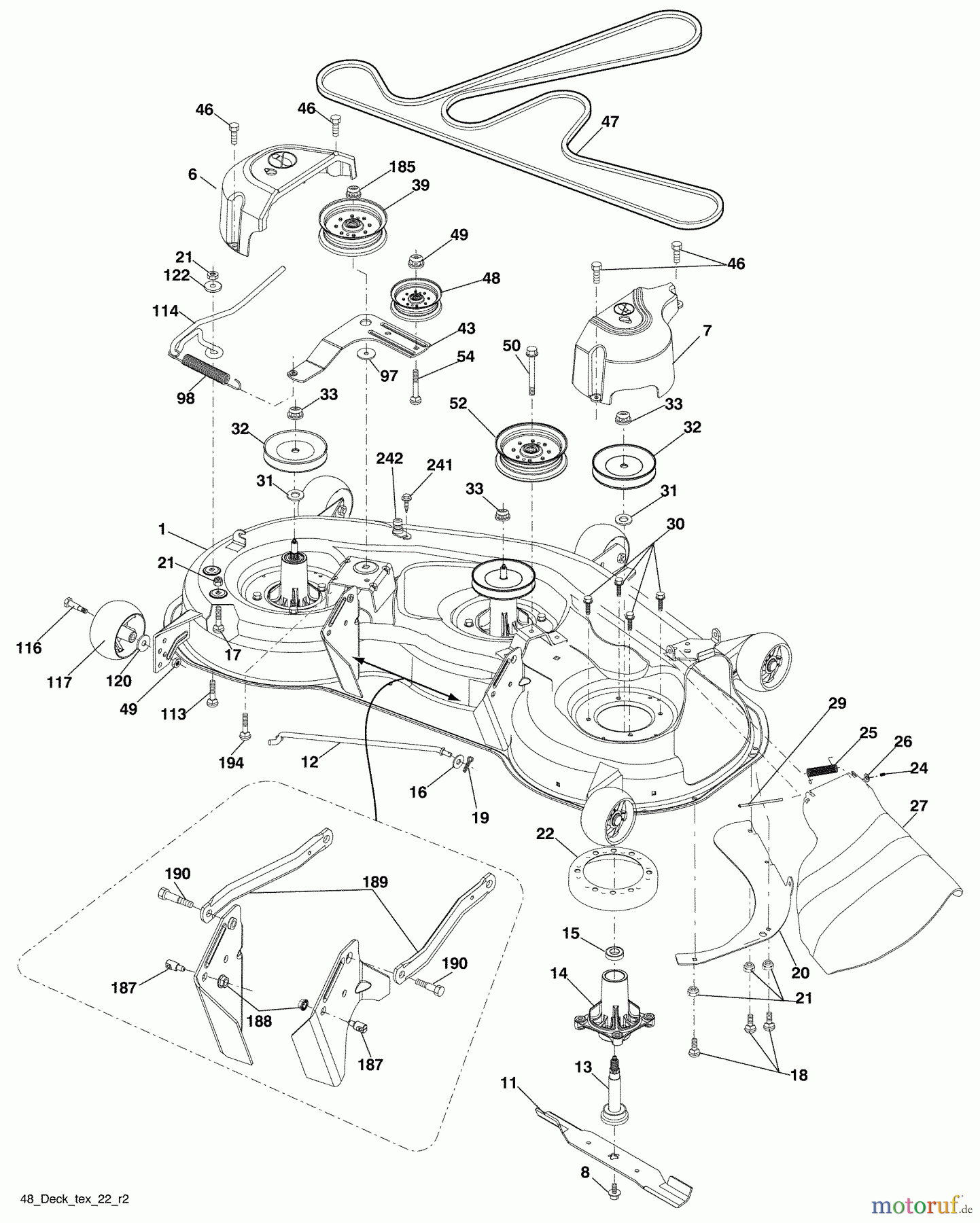 Husqvarna Rasen und Garten Traktoren 2748GLS (96043007800) - Husqvarna Lawn Tractor (2008-12 & After) (California) Mower Deck