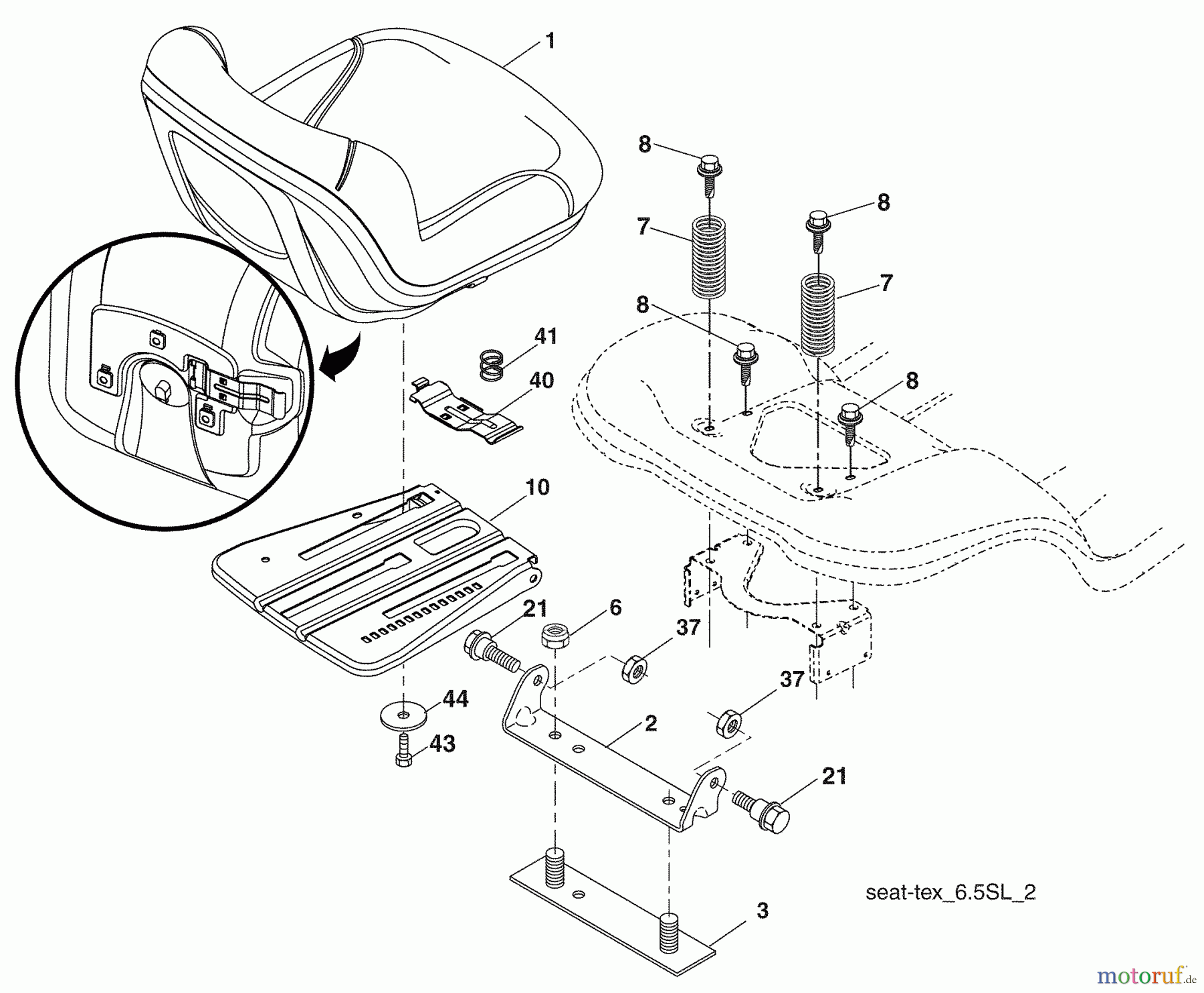 Husqvarna Rasen und Garten Traktoren 2748GLS (96043007800) - Husqvarna Lawn Tractor (2008-12 & After) (California) Seat Assembly