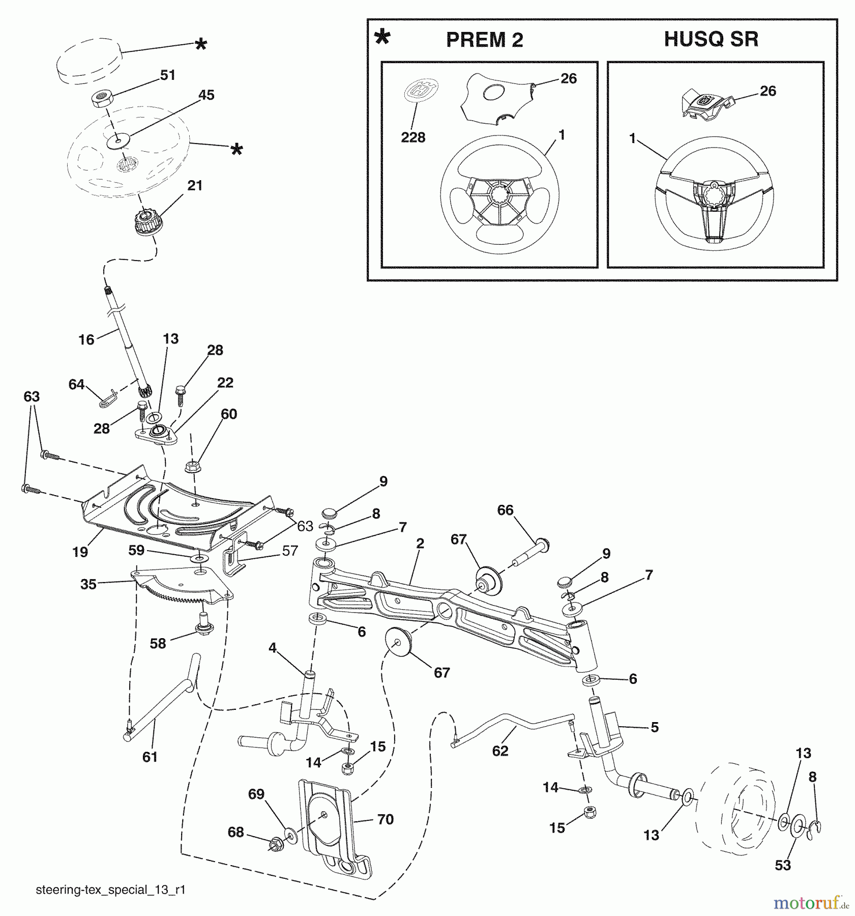 Husqvarna Rasen und Garten Traktoren 2748GLS (96043007800) - Husqvarna Lawn Tractor (2008-12 & After) (California) Steering Assembly