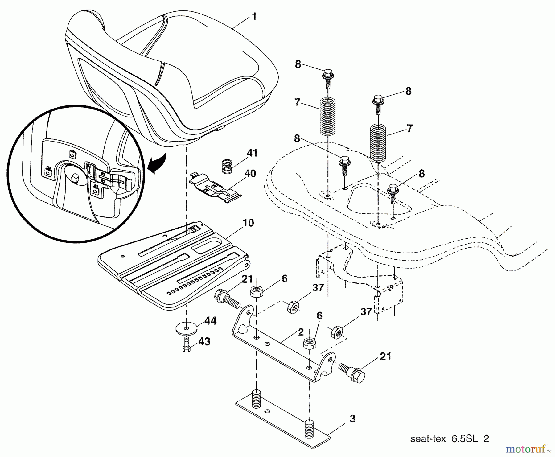 Husqvarna Rasen und Garten Traktoren 2754GLS (96043006600) - Husqvarna Lawn Tractor (2009-04 & After) Seat Assembly